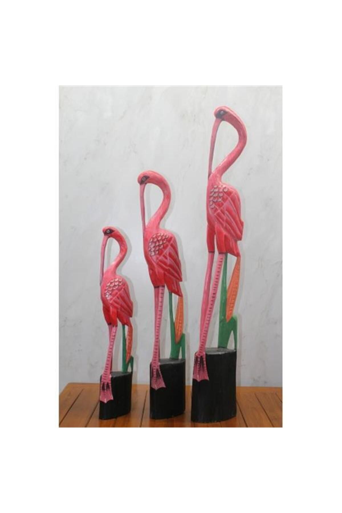 Vemora Ahşap 3'Lü Flamingo Seti