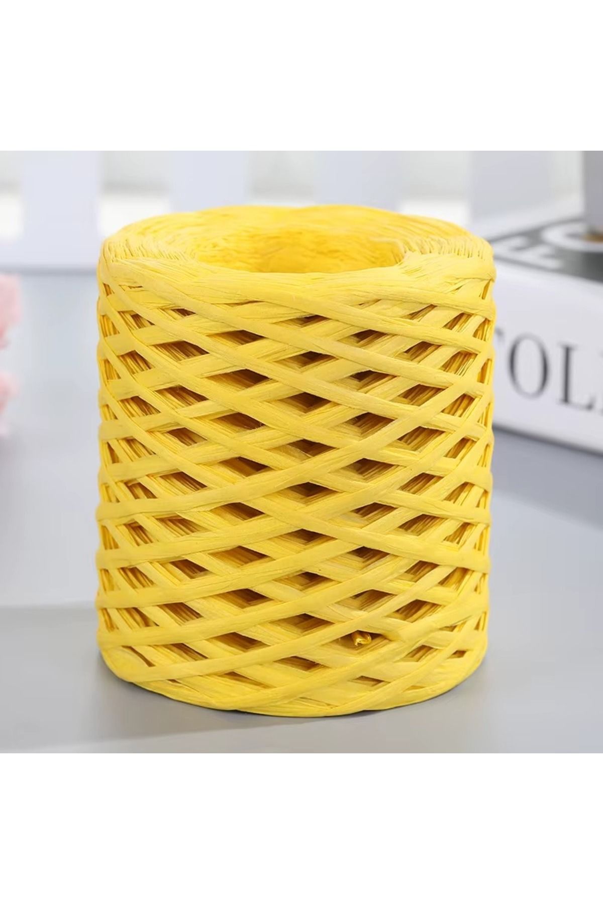 HOBİ Rafya İp Şapka Çanta Kağıt Ambalaj İpi 200 gr 200 m Raffia Natural Kağıt İp