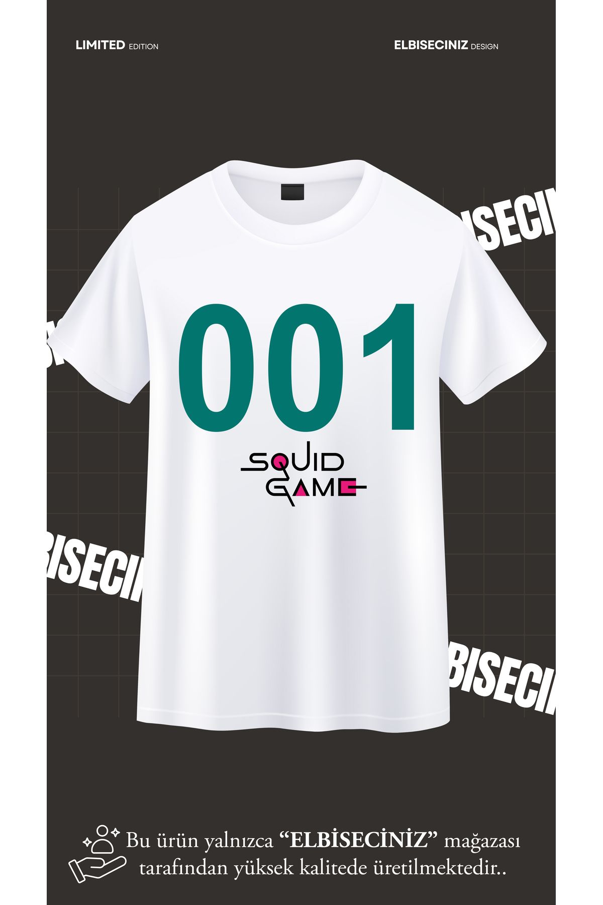 VİZYON İKRA SQUID GAME NO:001 numaralı FRONTMAN Baskılı Başrol Unisex T-shirt/Tişört