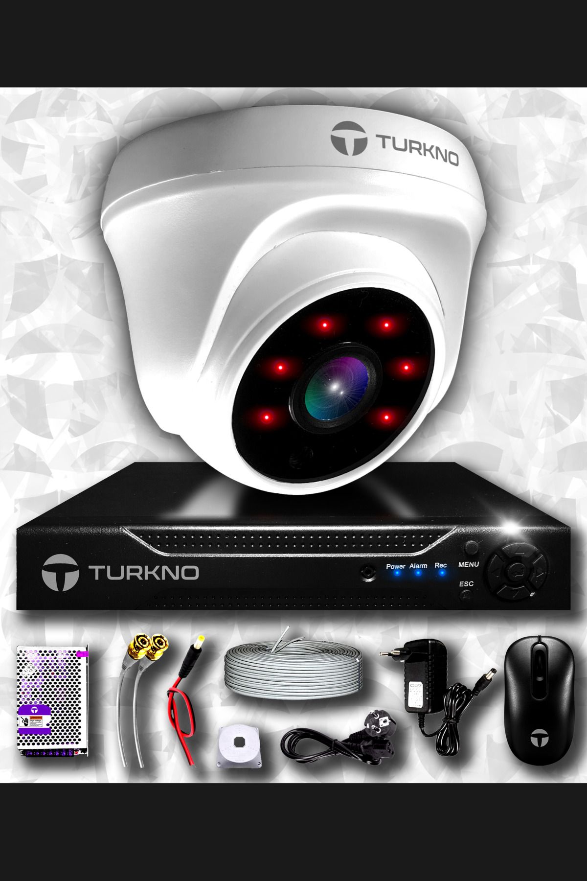 Turkno 1 Kameralı Domia 1 Iç Kamera Set Hdd'siz Full Hd Gece Görüşlü Güvenlik Kamerası Sistemi