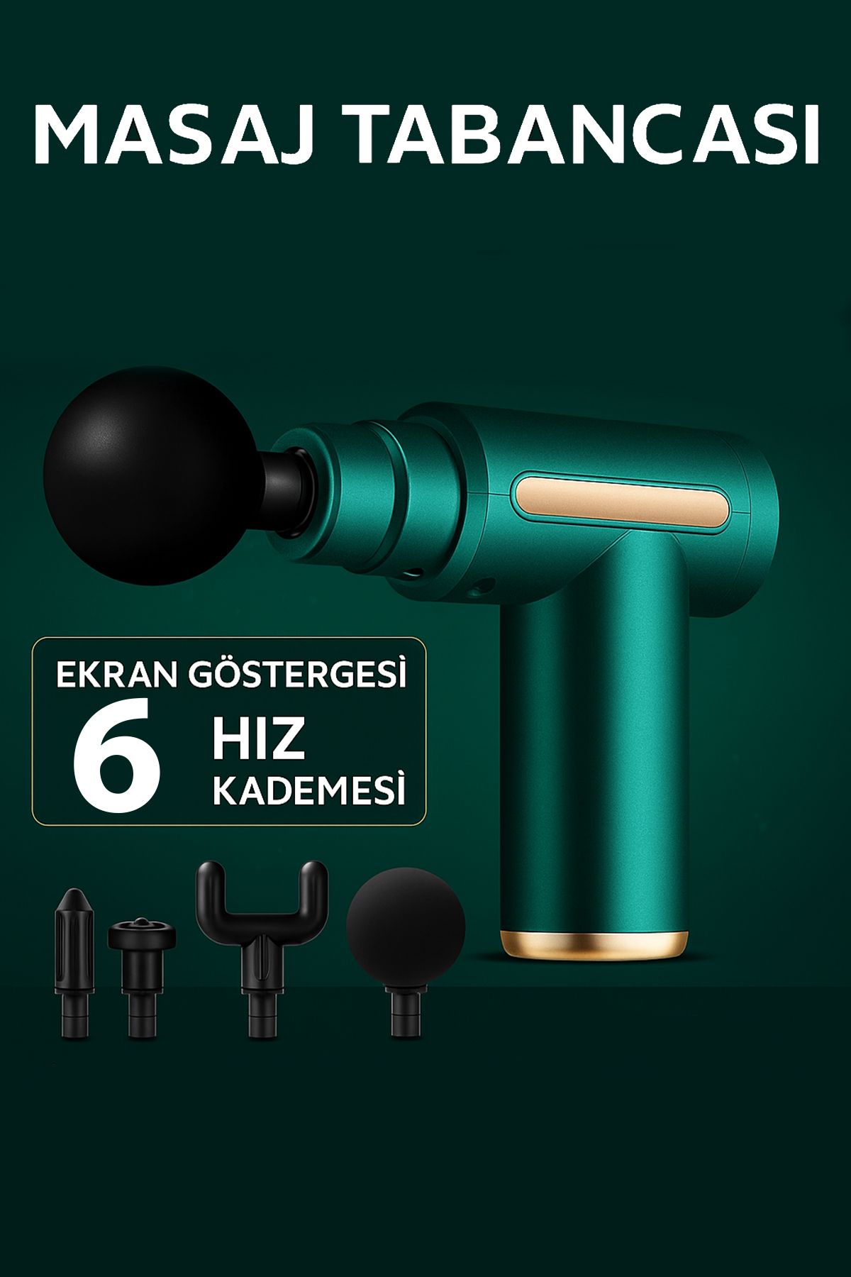 TECHNOMEN Dijital Ekranlı Masaj Tabancası 6 Titreşim Seviyesi Sessiz Motor Sporcu Masajı Taşınabilir Şarjlı