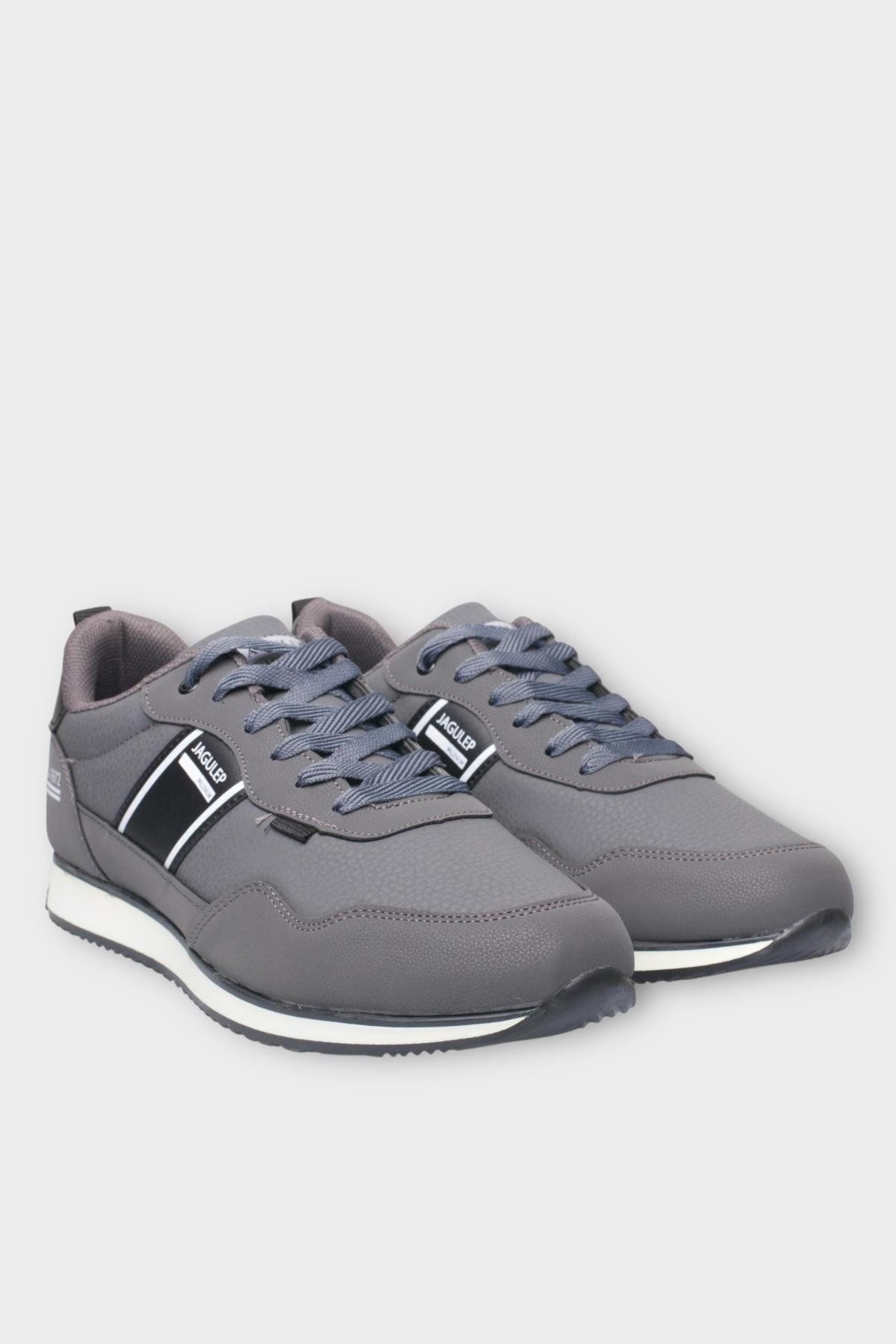 Liger-Men's Leather Laced Casual Sports Shoes Smoked - Black 4