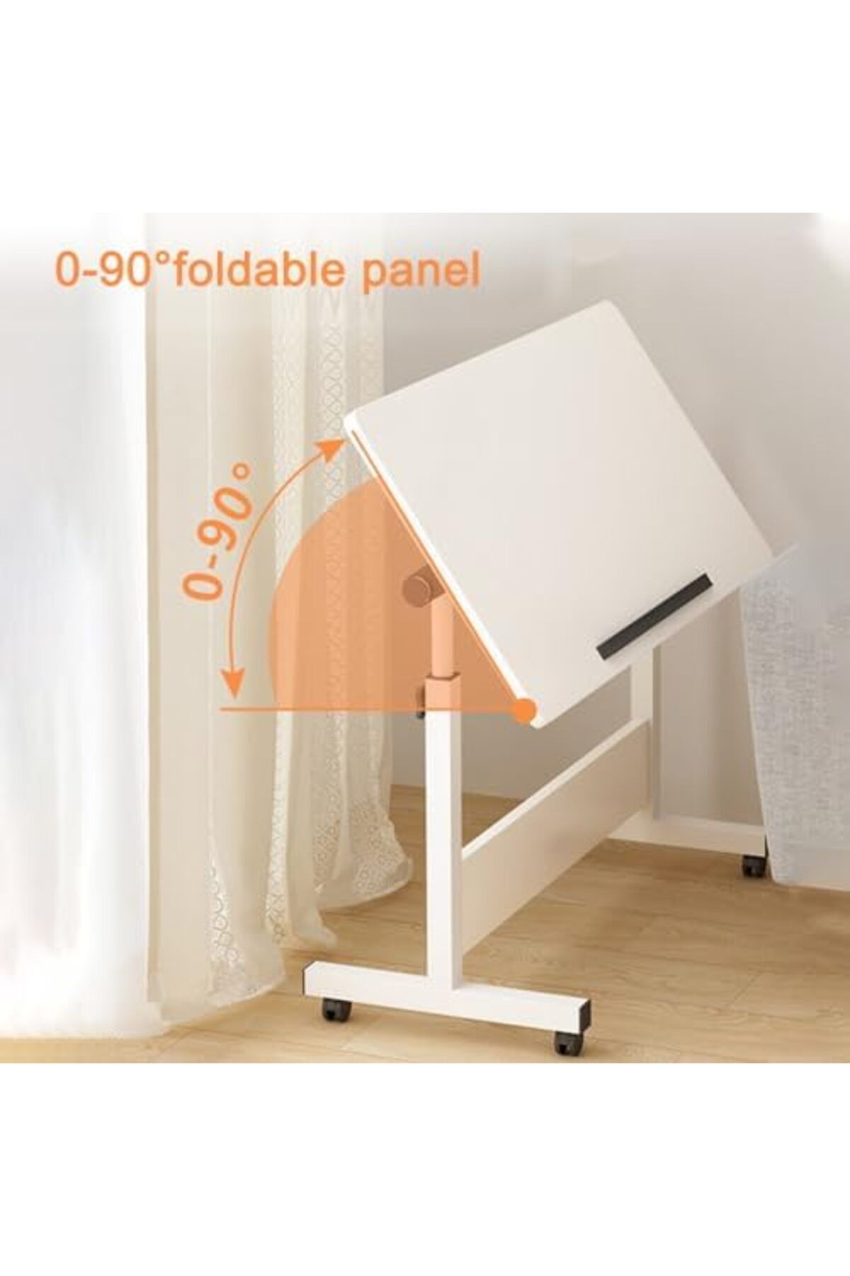 Generic-Rolling Desk Adjustable Height,Rolling Computer Cart,Portable Laptop Desk,Small Adjustable Home Offi 6