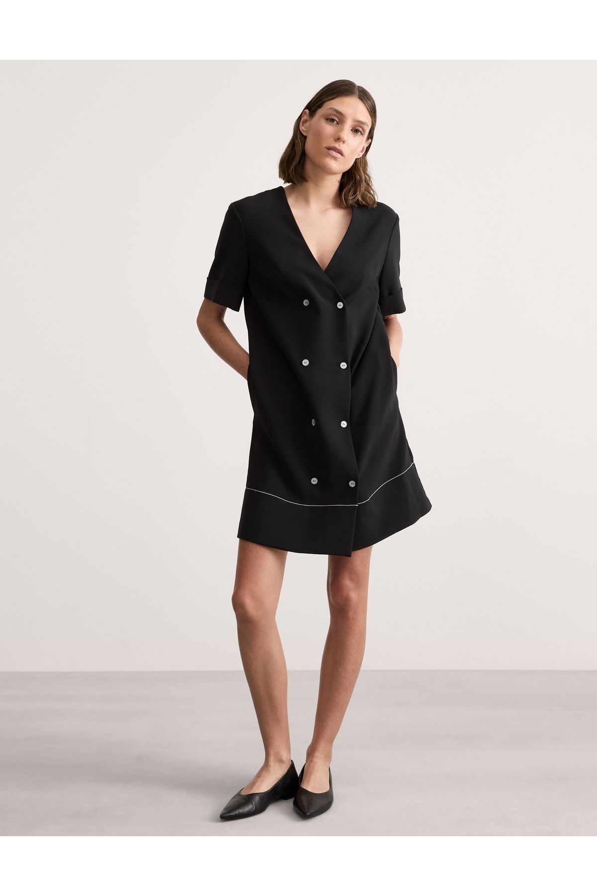 Marks & Spencer V Yaka Regular Fit Mini Elbise