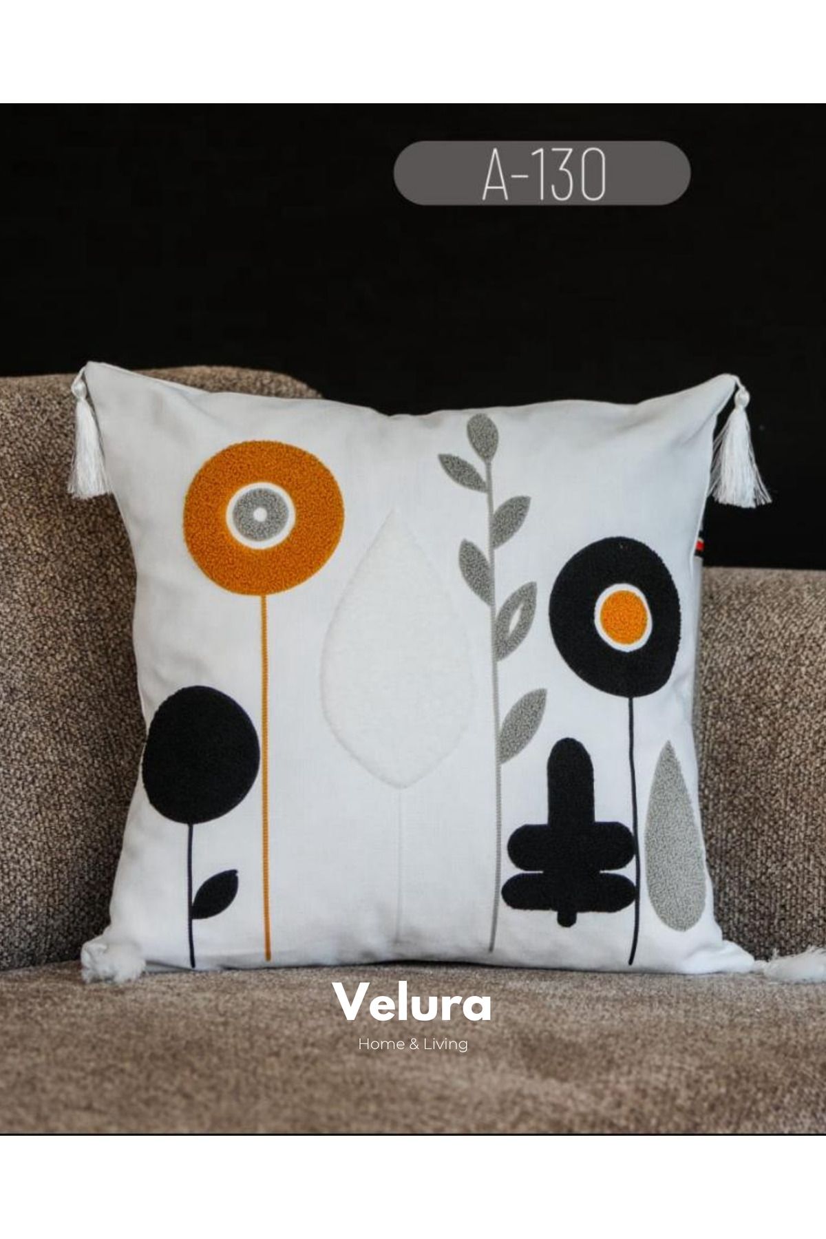 Velura Home & Living Dekoratif Kırlent & Pinterest Kırlent & Keten Kumaş - Nakış İşleme & A130