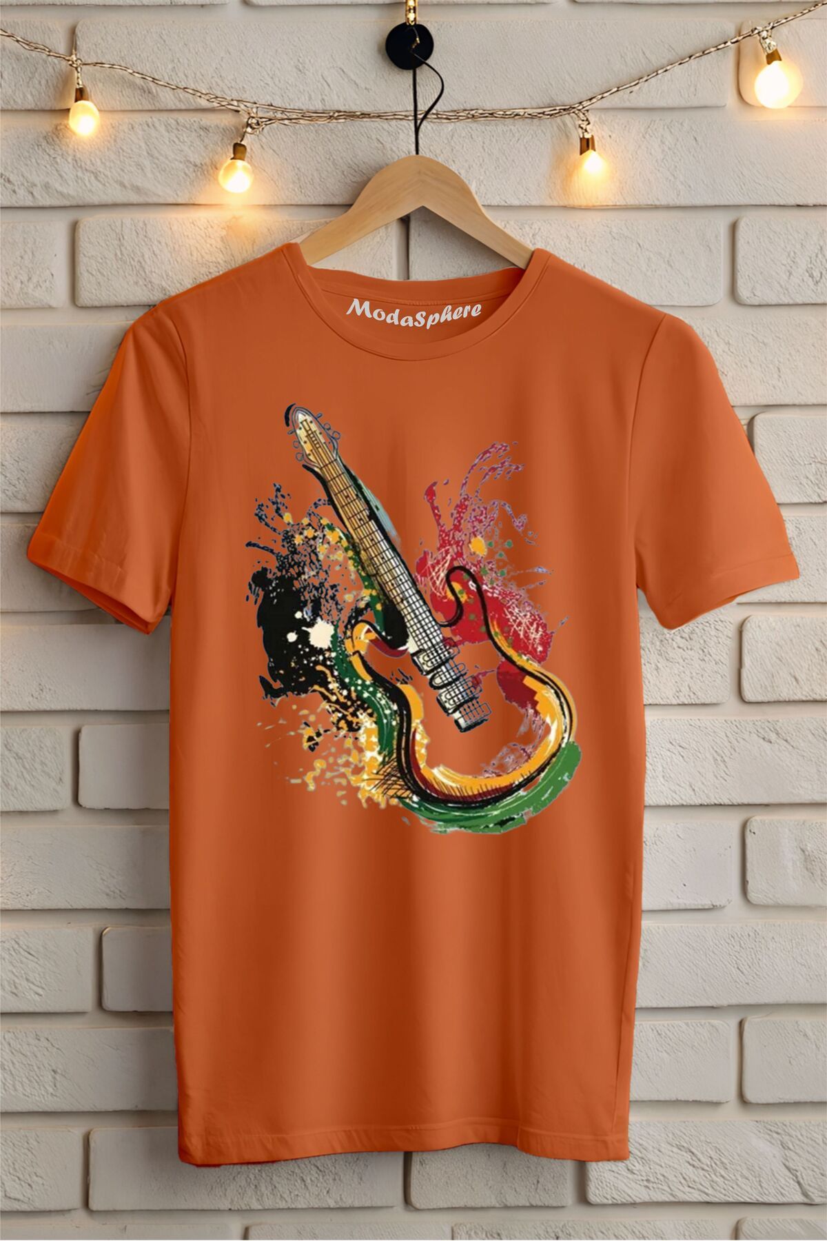 ModaSphere Gitar Baskılı Unisex Oversize Tişört