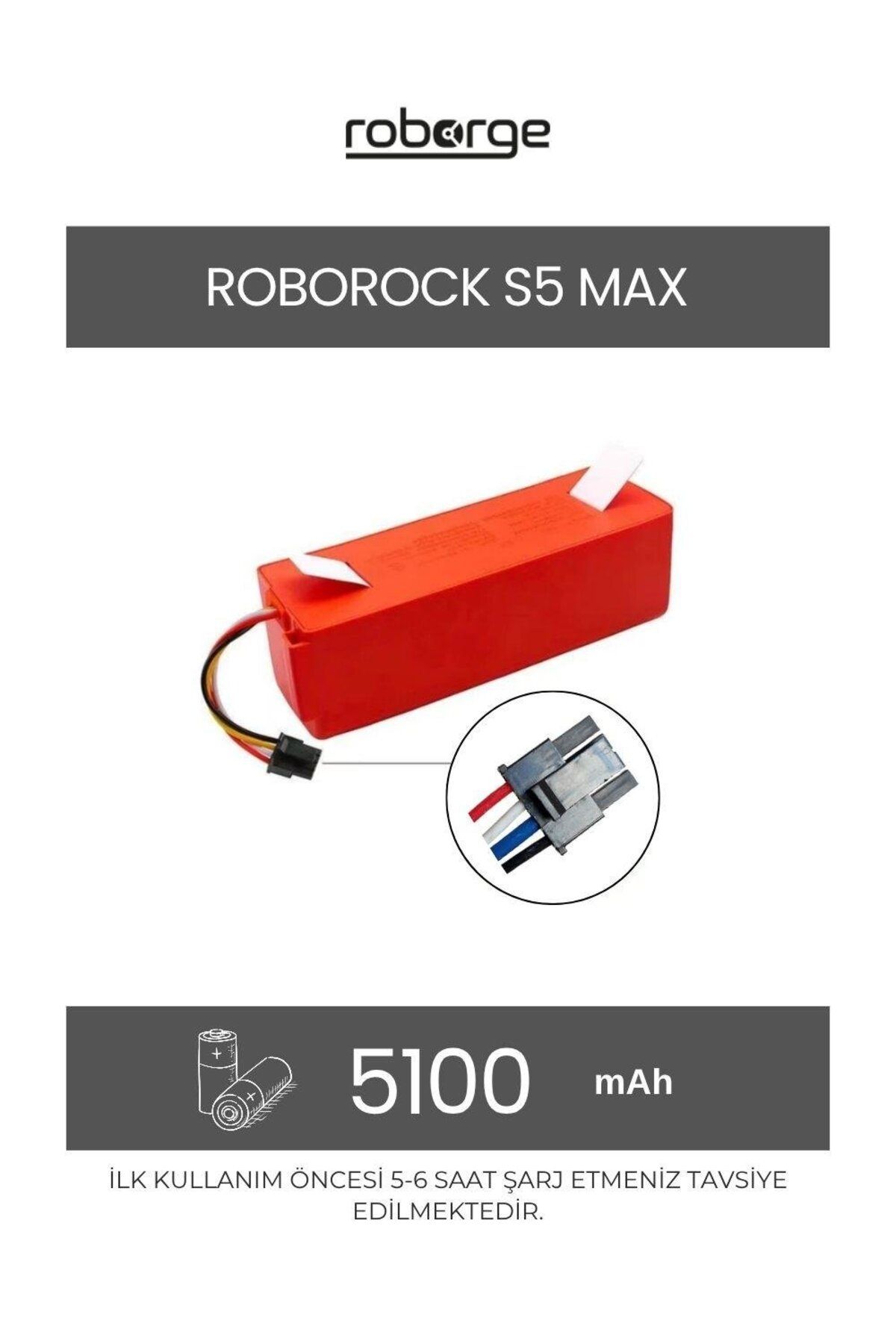 Roborge Roborock S5 Max Robot Süpürge Uyumlu Batarya 5100 mAh - Muadil Ürün (EVE MARKA HÜCRE)