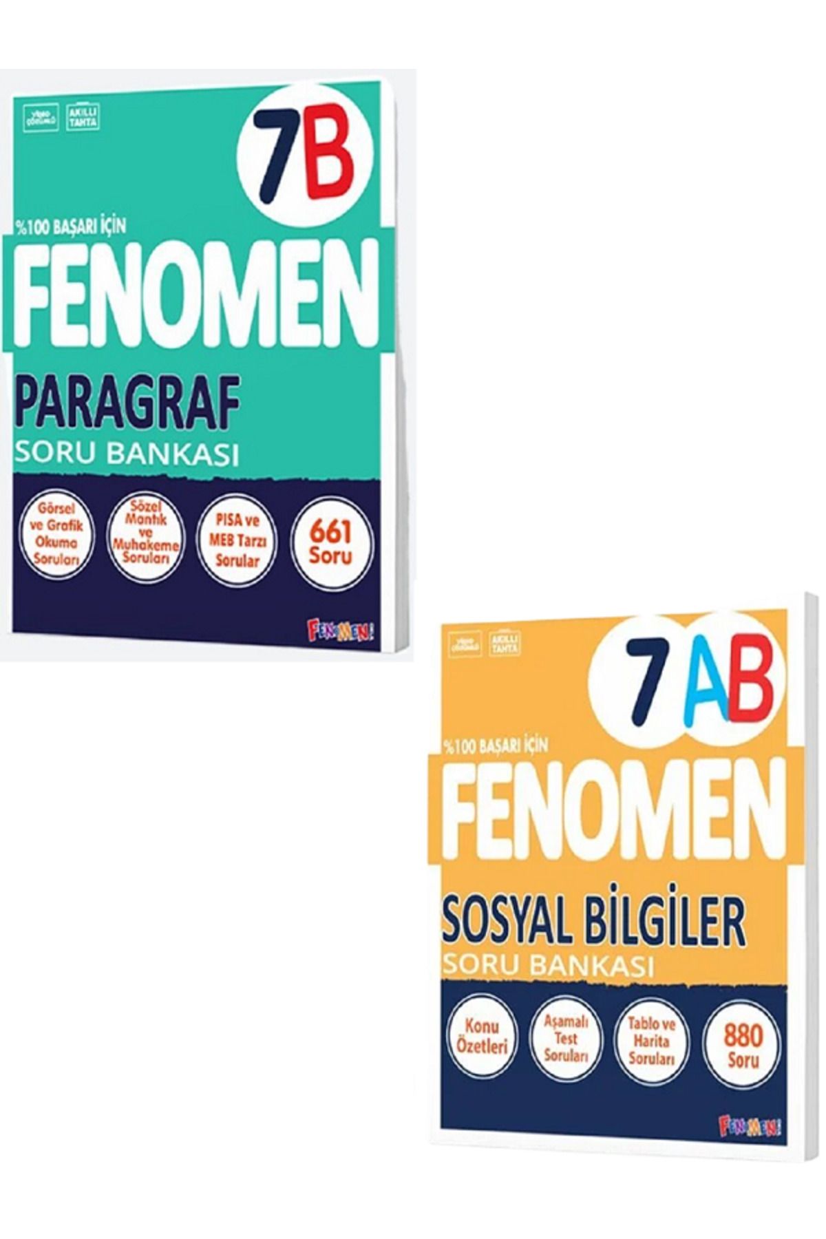 Evrensel İletişim Yayınları 7.Sınıf Fenomen 7B Paragraf Soru Bankası + 7.Sınıf Fenomen 7AB Sosyal Bilgiler Soru Bankası /2 KİTAP