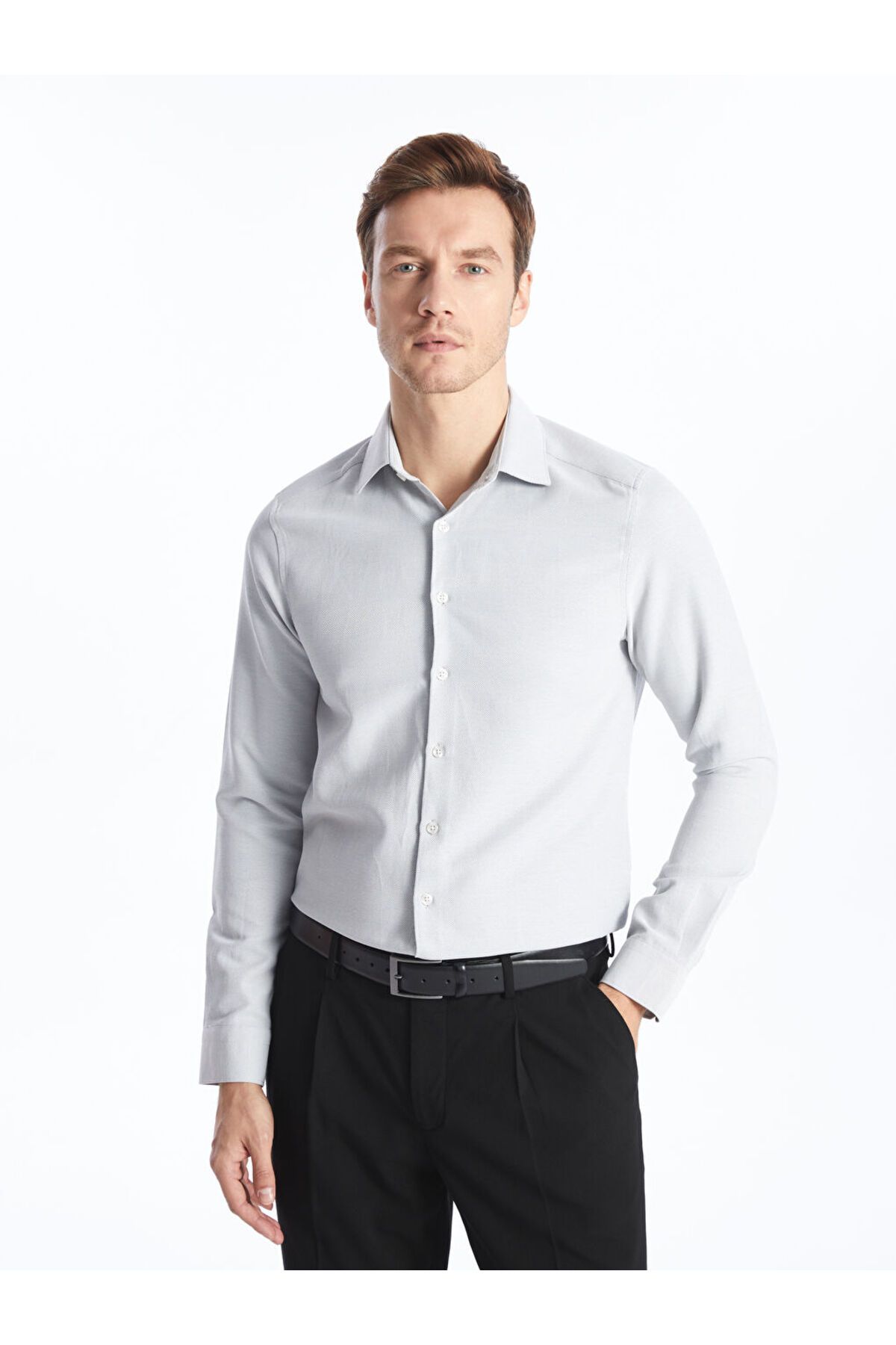 LC Waikiki LCW Slim Fit Uzun Kollu Armürlü Erkek Gömlek