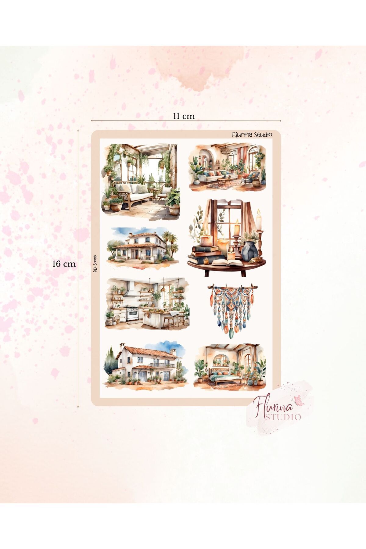 Flurina Studio Rustic Boho Decor Şeffaf Sticker Sayfası