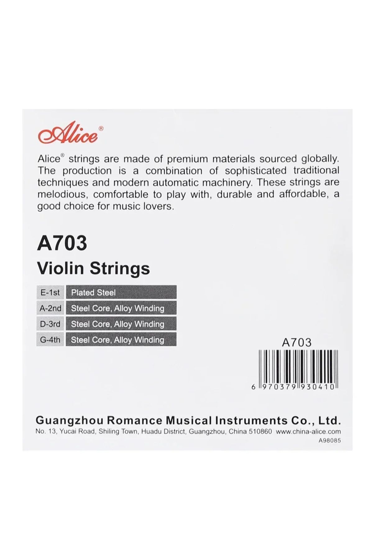 Choice-Alice A703 Violin Strings Plated Steel Alloy Winding With 4 pieces Strings Set E/A/D/G Practice U... 6