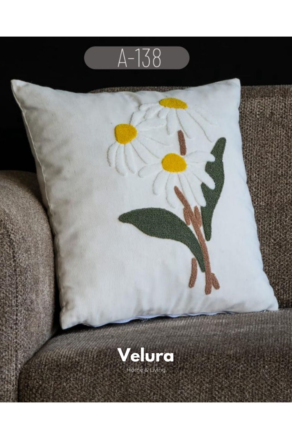 Velura Home & Living Dekoratif Kırlent & Pinterest Kırlent & Keten Kumaş - Nakış İşleme & A138