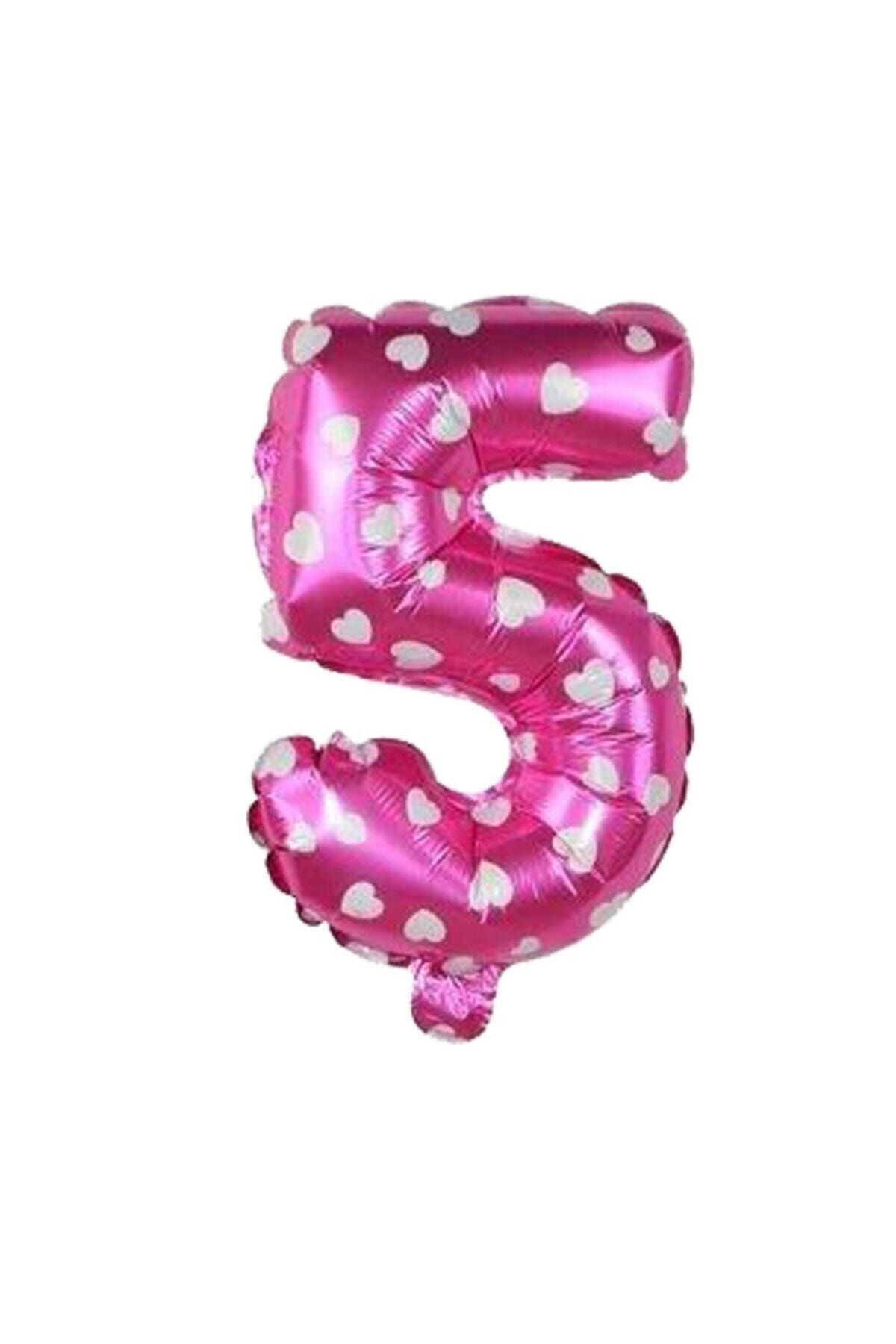 EA HOME 5 Rakam Pembe Renk 16 Inc 40 Cm Balon Parti Malzemesi