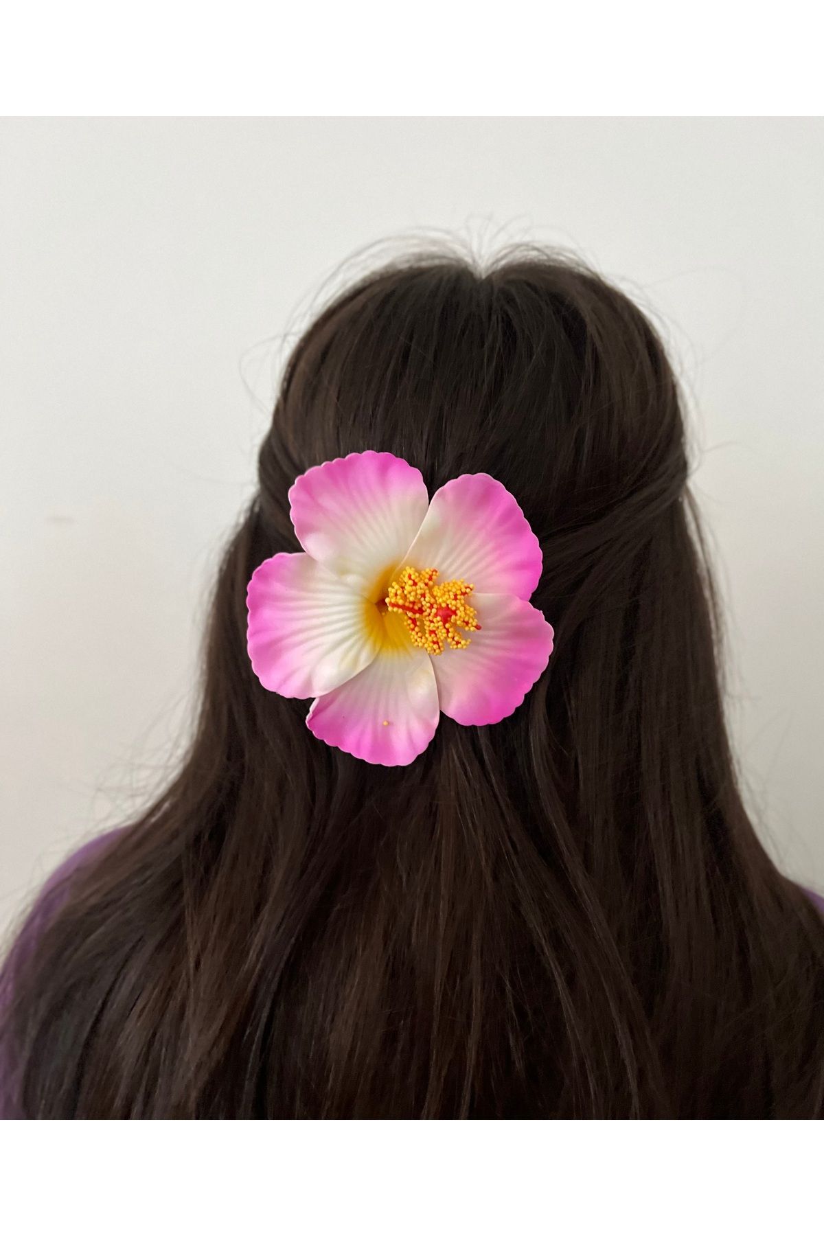 FloresDeCarnaval pembe beyaz hibiskus toka