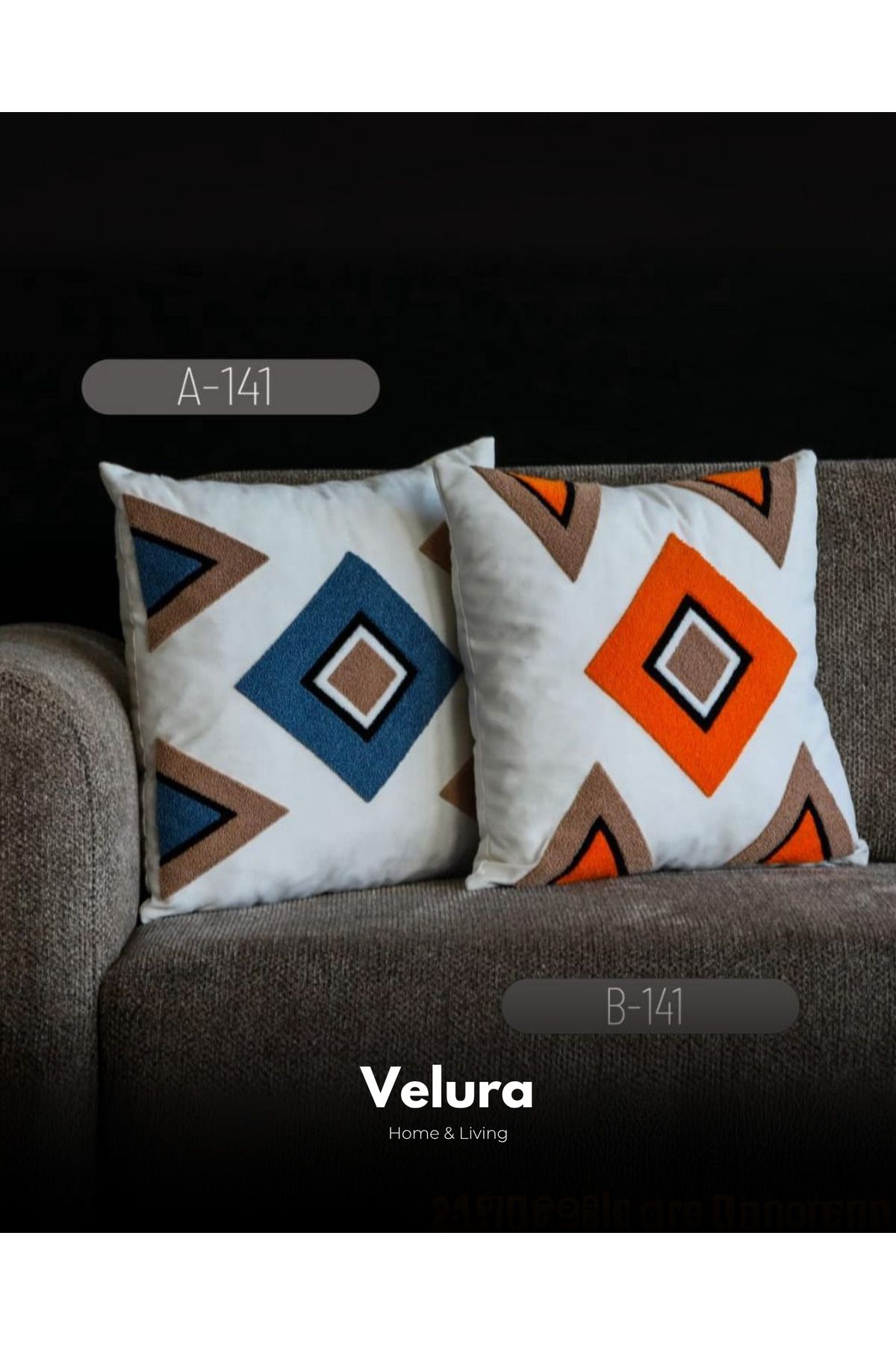 Velura Home & Living Dekoratif Kırlent & Pinterest Kırlent & Keten Kumaş - Nakış İşleme & A141-B141