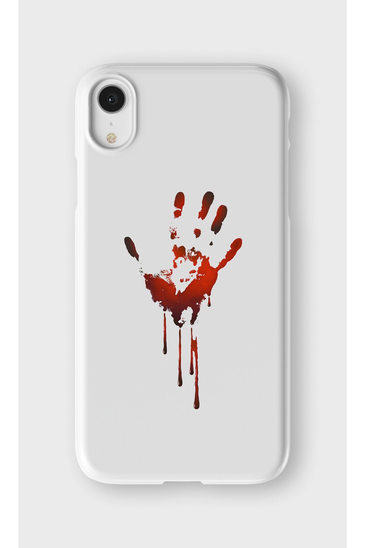 lelia iPhone XR Uyumlu Kanlı El Tasarımlı İçi Kadife Lansman Beyaz Silikon Kılıf