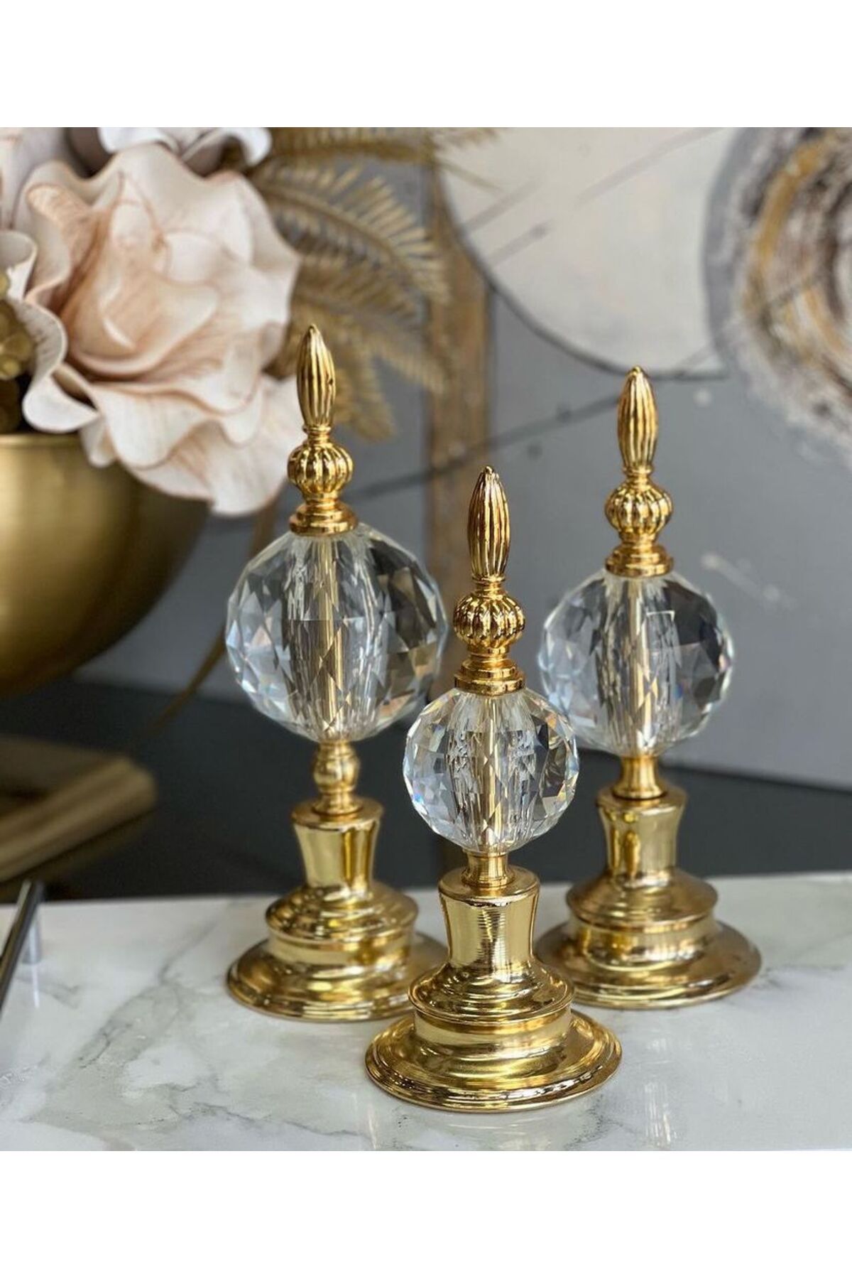 Pario Home 3'lü Dekorlu Alem Biblo Gold