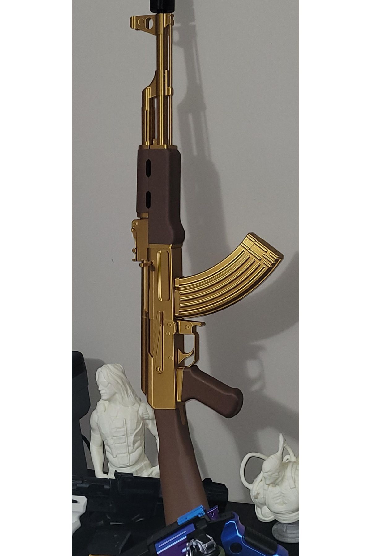 S Desing AK - 47 Keleş Model Dekoratif Tüfek Altın
