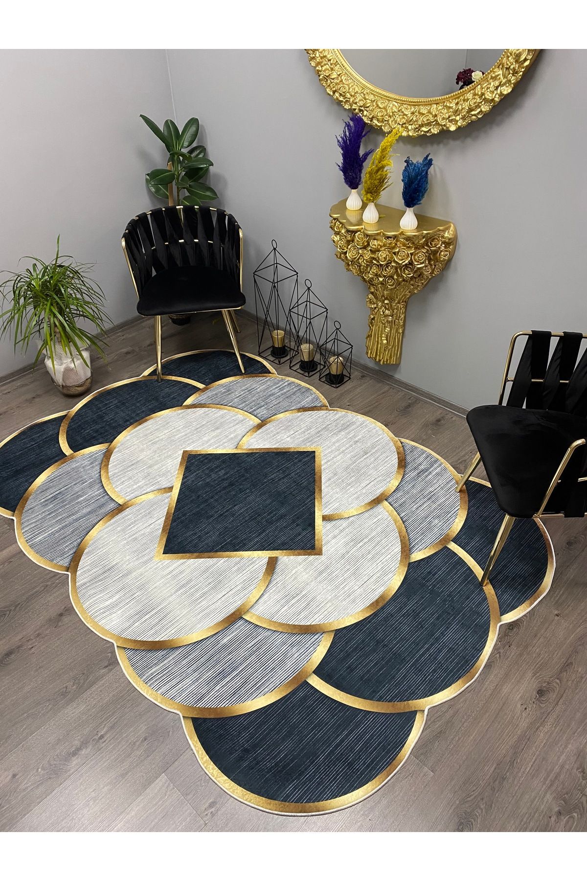Monisso MONİSSO HALI Santa Siyah Kaymaz Taban, leke Tutmaz, Mutfak Halısı, Salon Halısı ve Yolluk