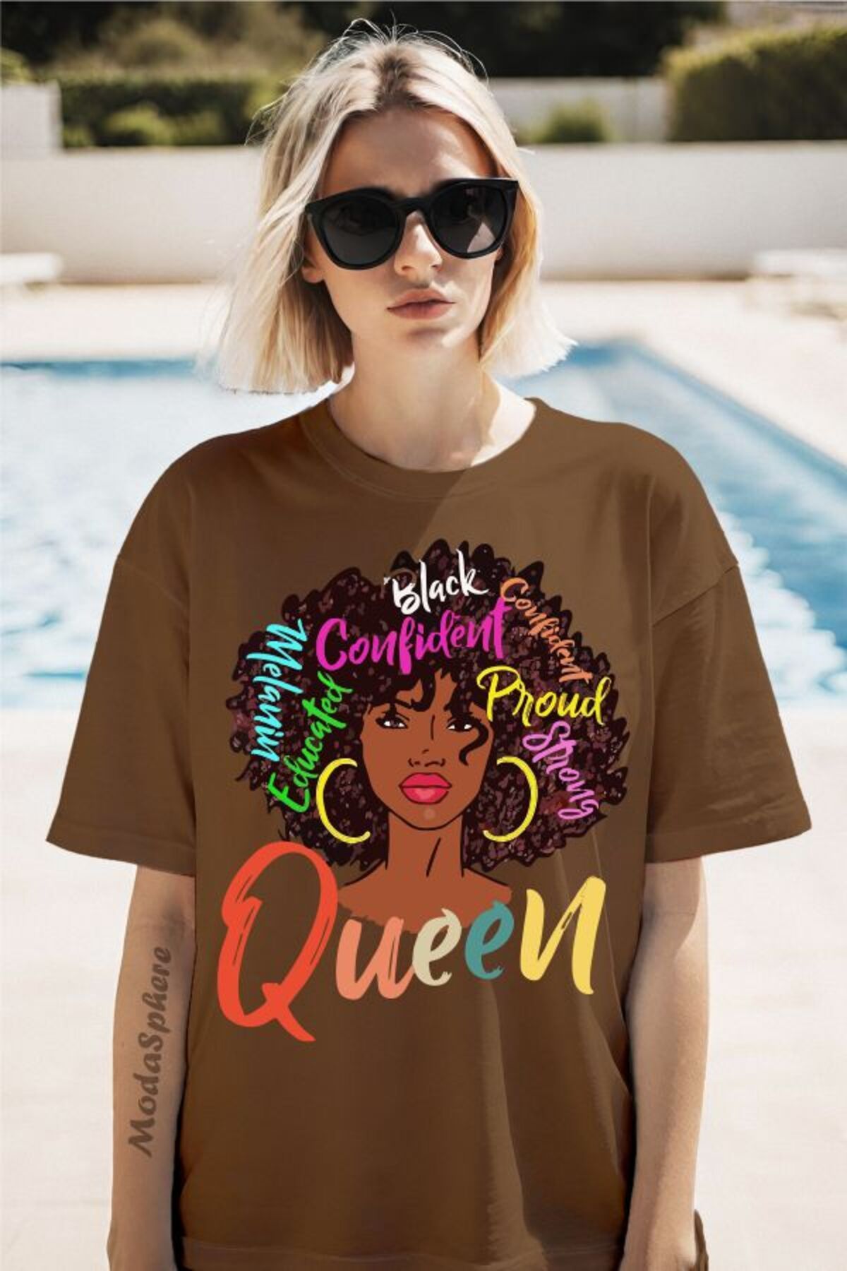 ModaSphere Queen Baskılı Unisex Oversize Tişört