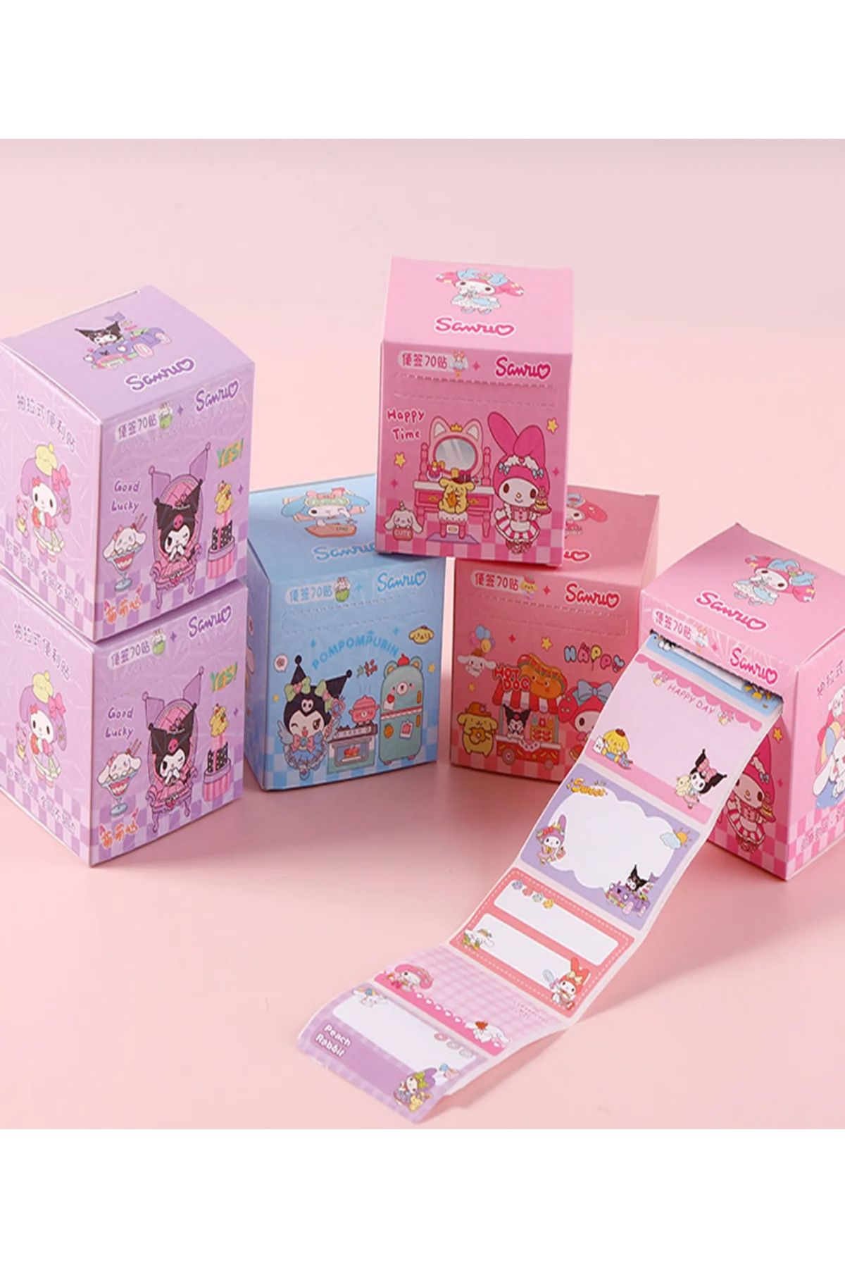 synshop Kuromi My Melody Melodi Cinnamoroll Etiket Seti 70 adet Ajanda, Günlük, Scrapbook Çıkartma Sticker
