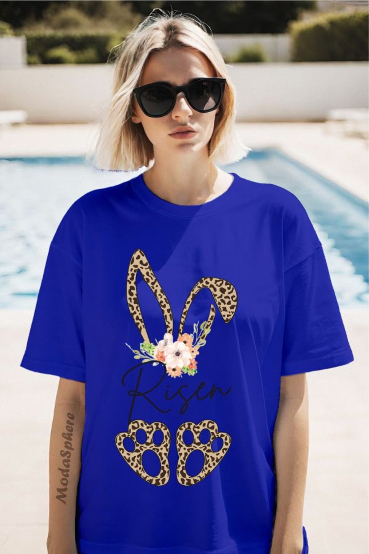 ModaSphere Risen Tavşan Baskılı Unisex Oversize Tişört