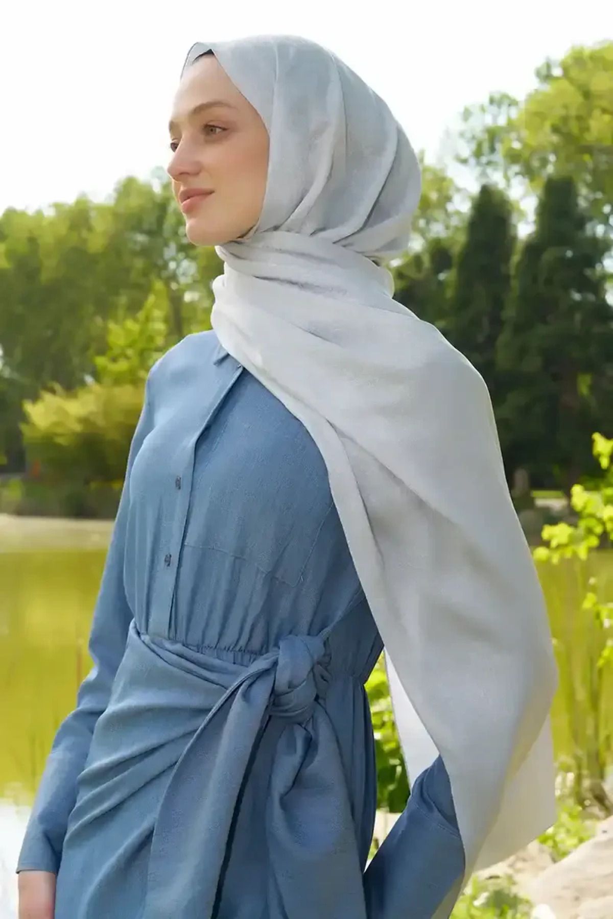 Madame Polo Elegance Etnik Desen Jakar Şal - Gümüş