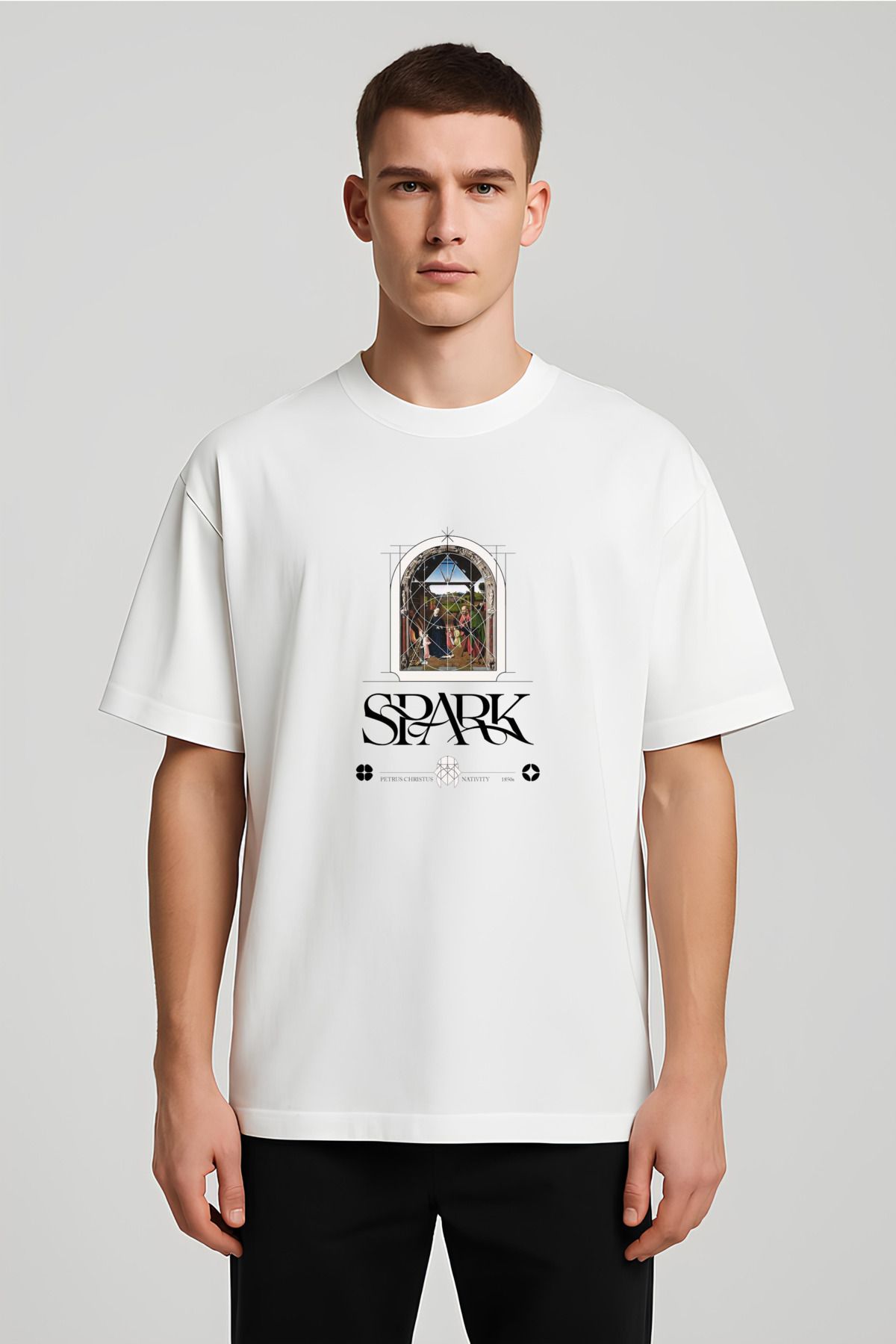 MODA Unisex Oversize Kalıp Spark Baskıılı T-Shirt