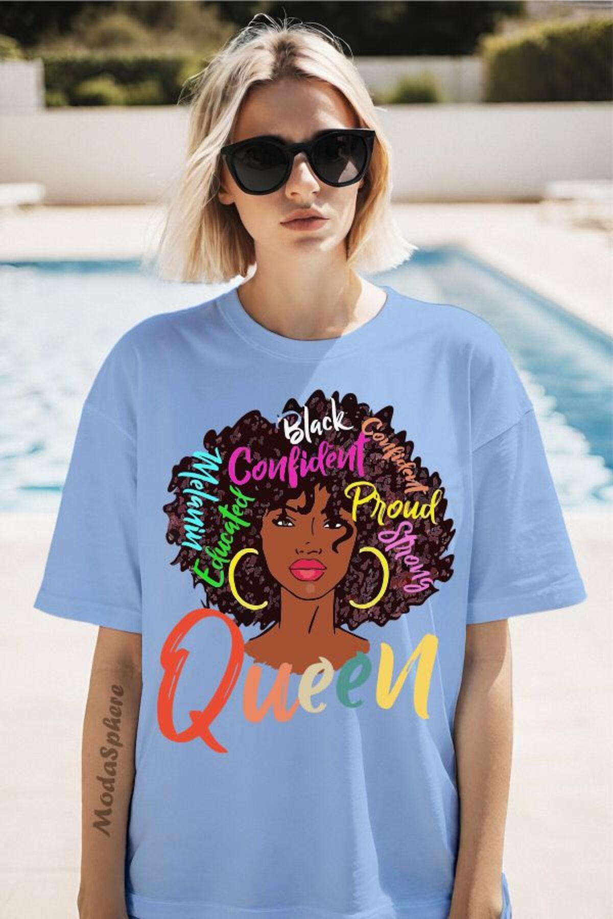 ModaSphere Queen Baskılı Unisex Oversize Tişört