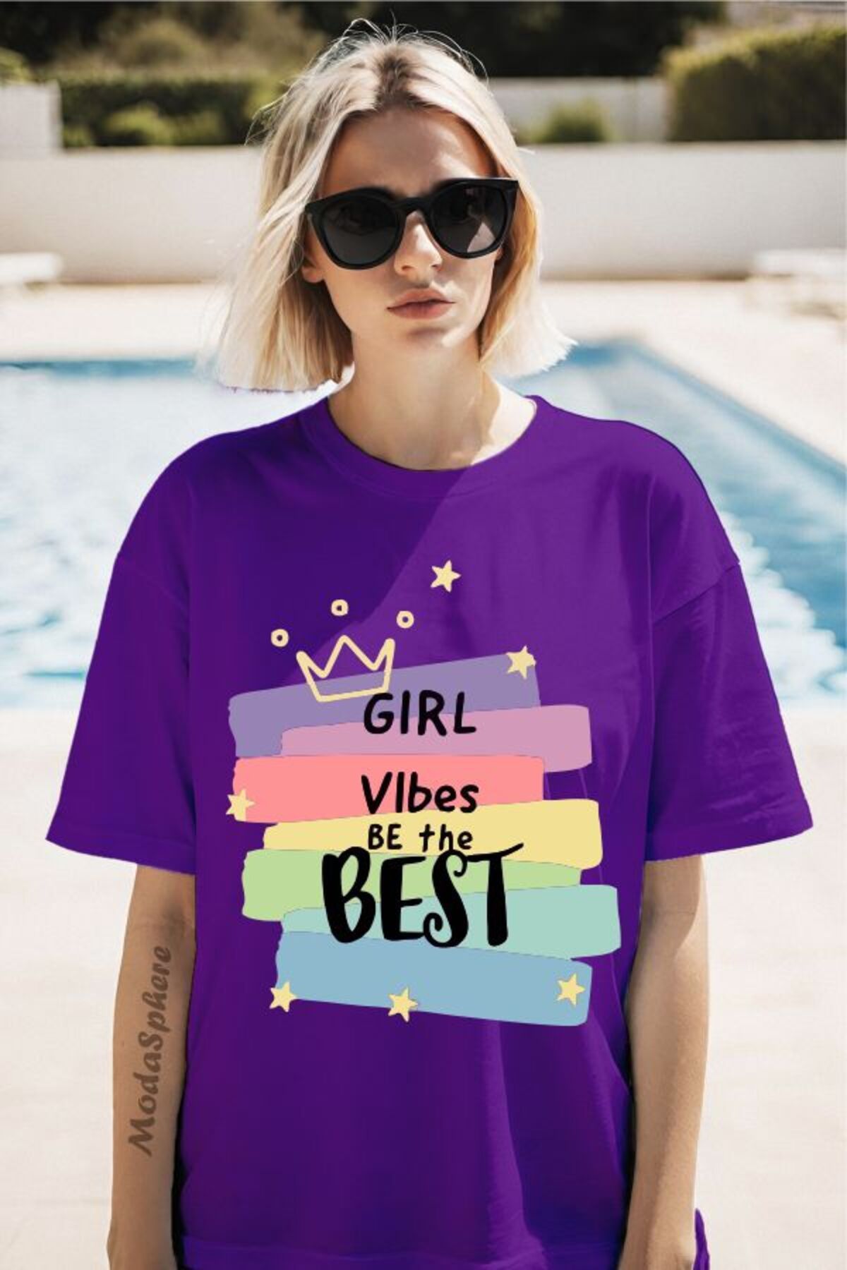 ModaSphere Girl Vibes Baskılı Unisex Oversize Tişört