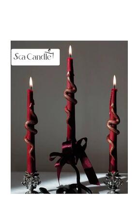 SCA CANDLE Dekoratif Mum Yılan model kırmız ve altın renkli İKİLİ MUM