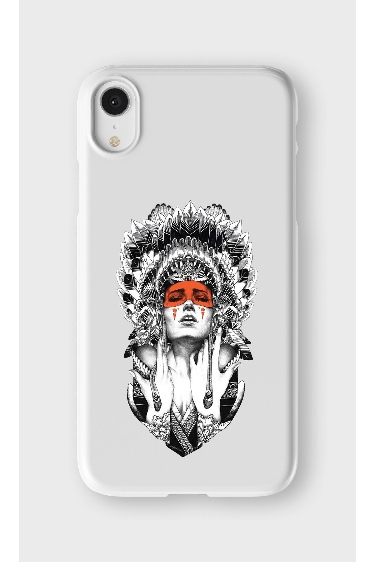 lelia iPhone XR Uyumlu Kızıl Derili Tasarımlı İçi Kadife Lansman Beyaz Silikon Kılıf