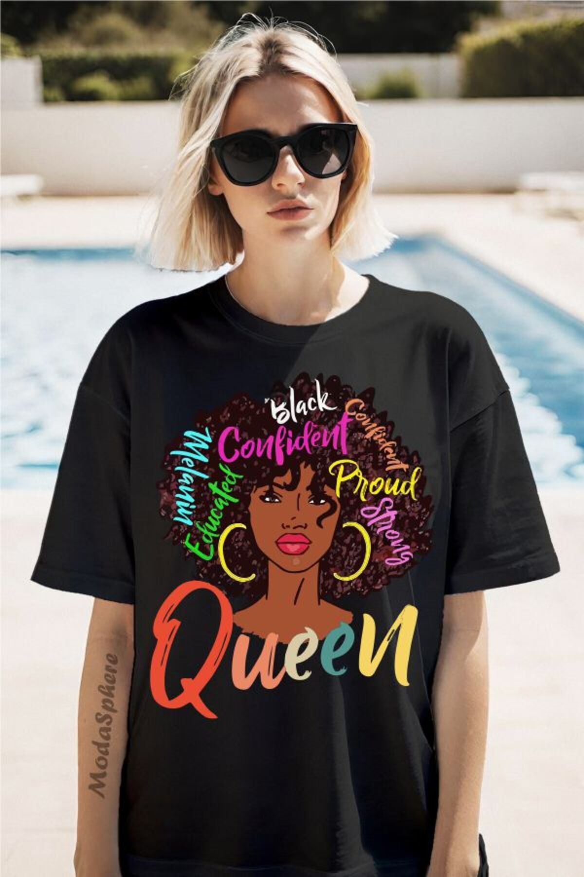 ModaSphere Queen Baskılı Unisex Oversize Tişört