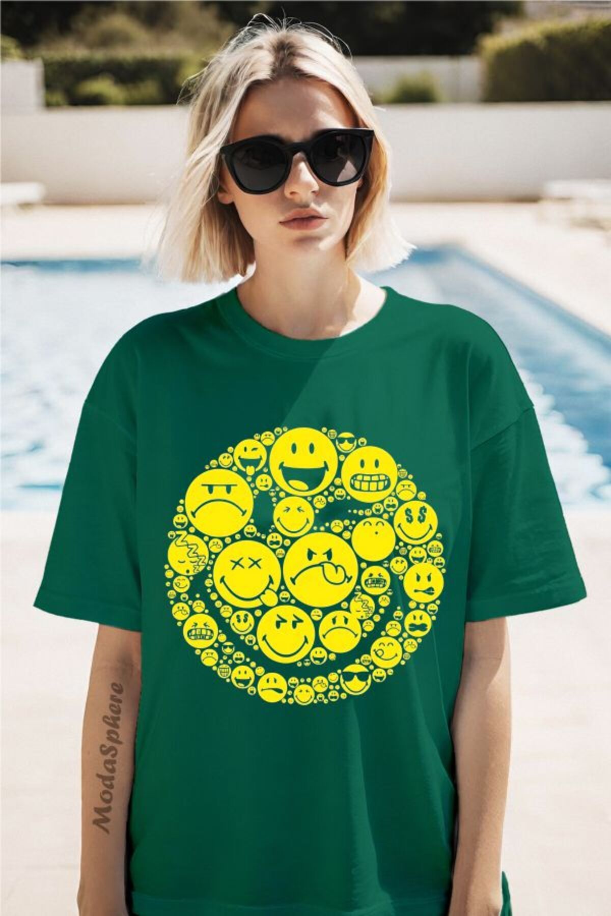 ModaSphere Emoji Baskılı Unisex Oversize Tişört