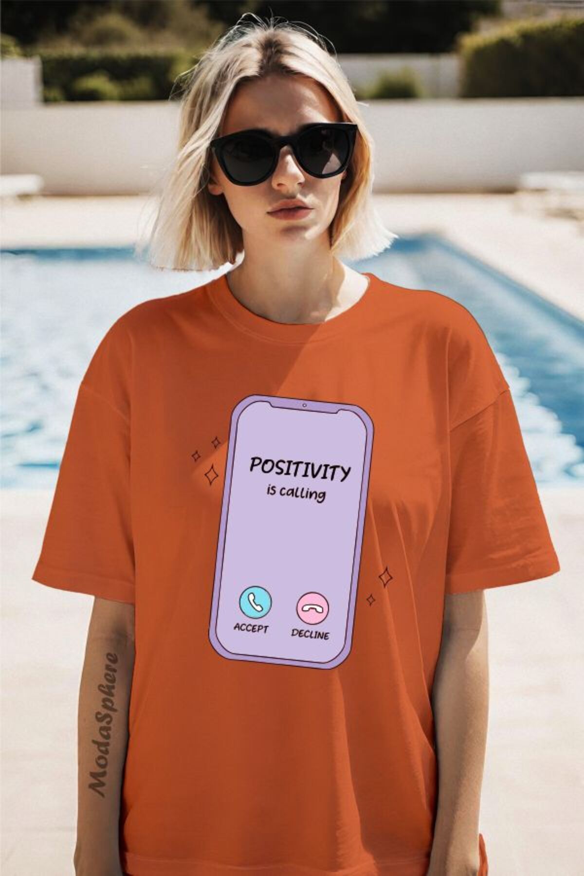 ModaSphere Phone Baskılı Unisex Oversize Tişört