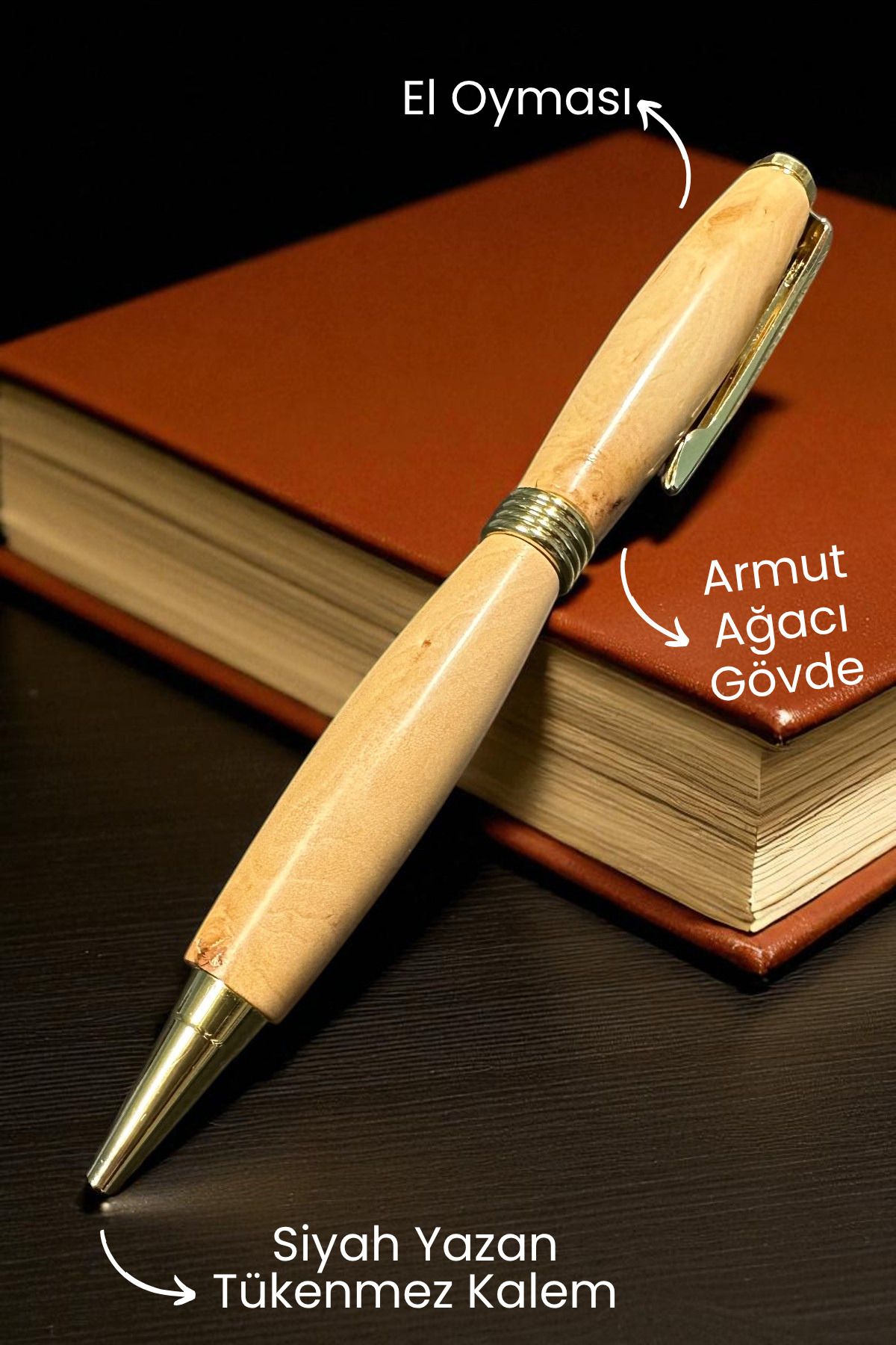 İPEKYOLU-FATİH ŞAHİN Özel Ahşap Kutuda El Yapımı Tükenmez Kalem, Hediyelik Kalem