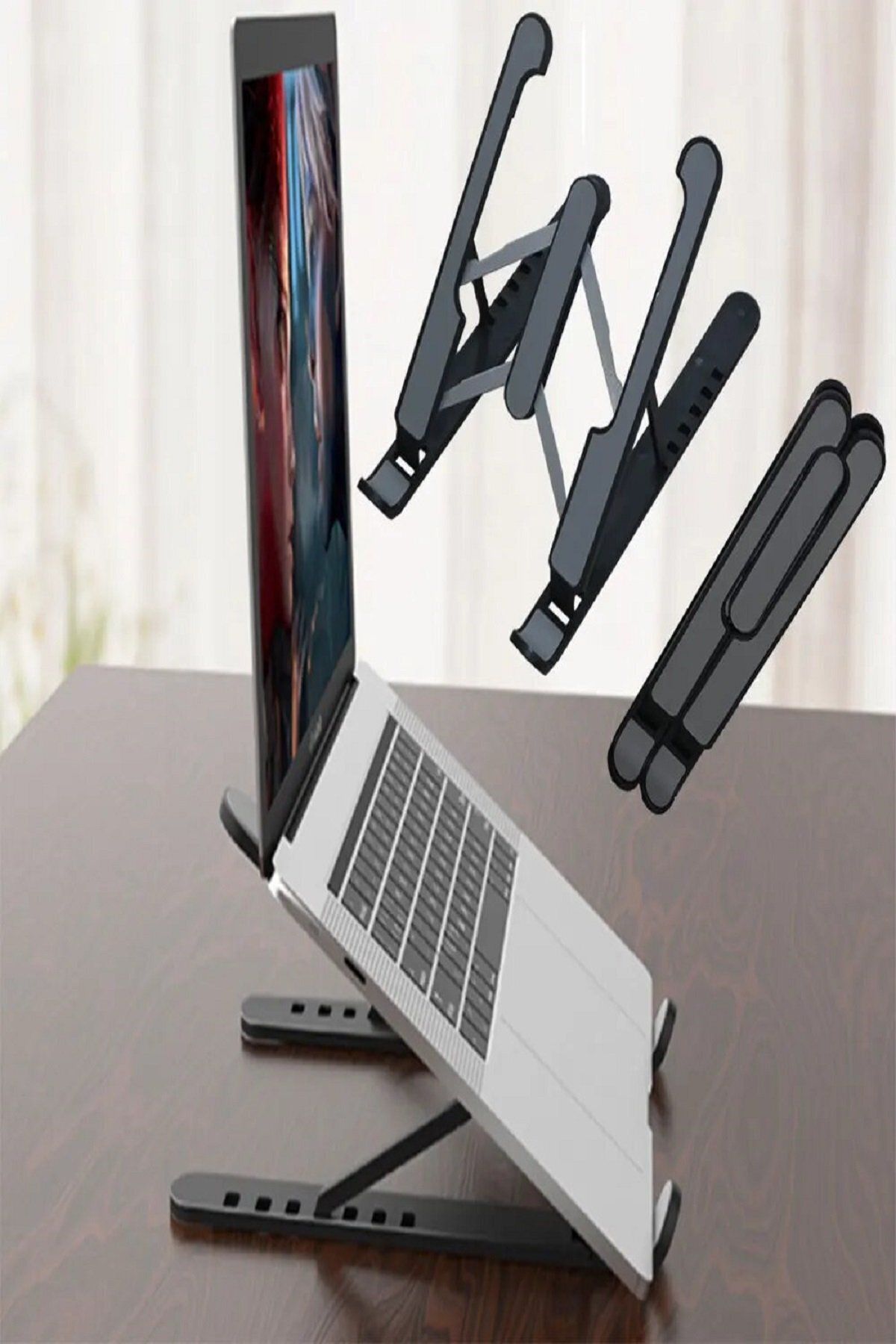 Modafiks Katlanabilir Laptop Standı - Kaydırmaz Kademe Ayarlı Laptop Tablet Tutucu