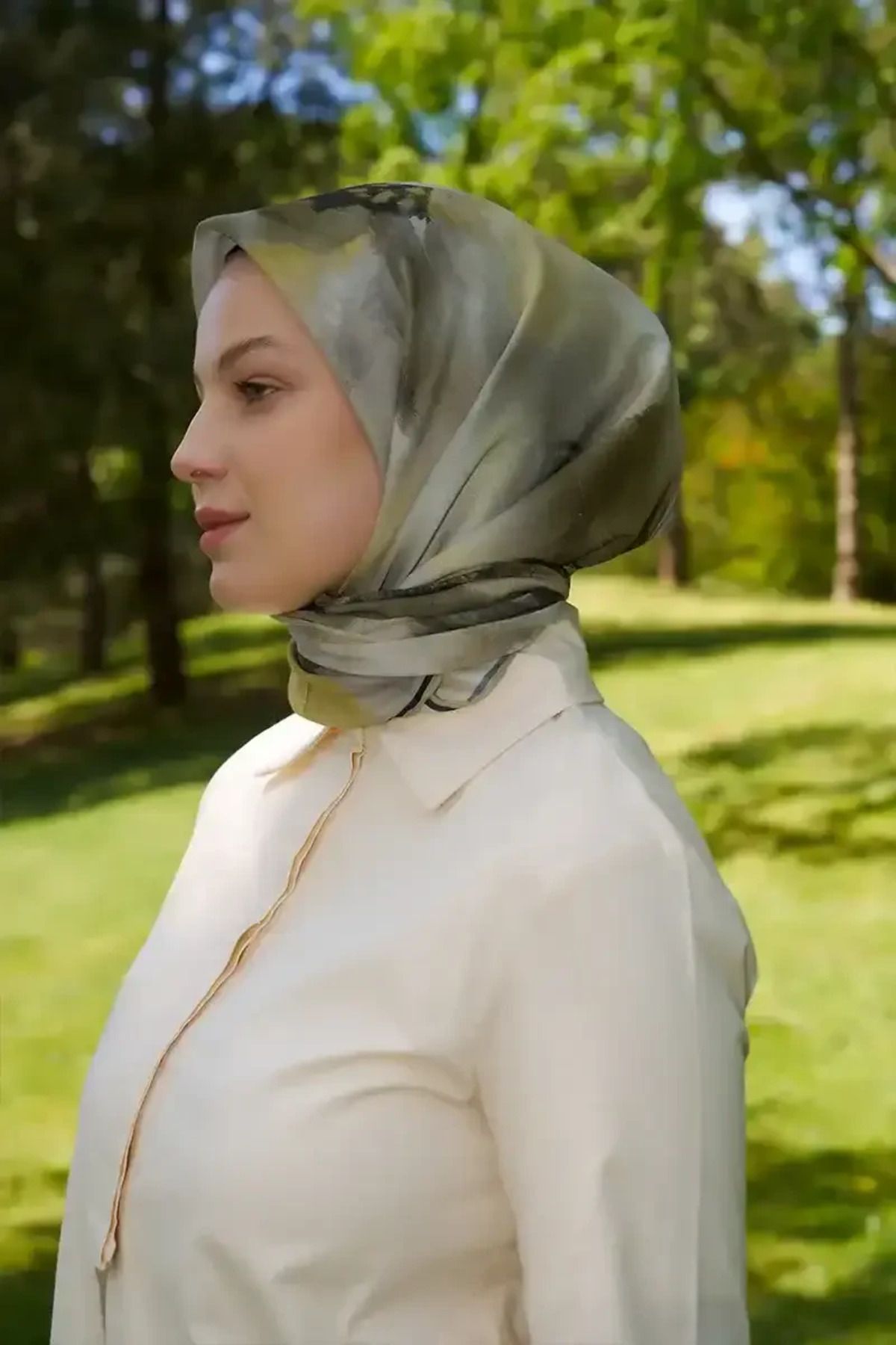 Madame Polo Rustic Rosie Desen Eşarp - Yeşil