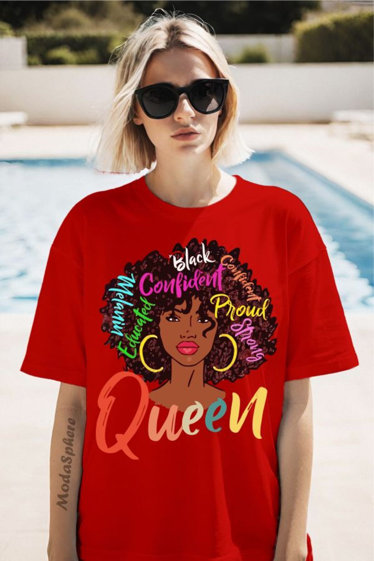 ModaSphere Queen Baskılı Unisex Oversize Tişört