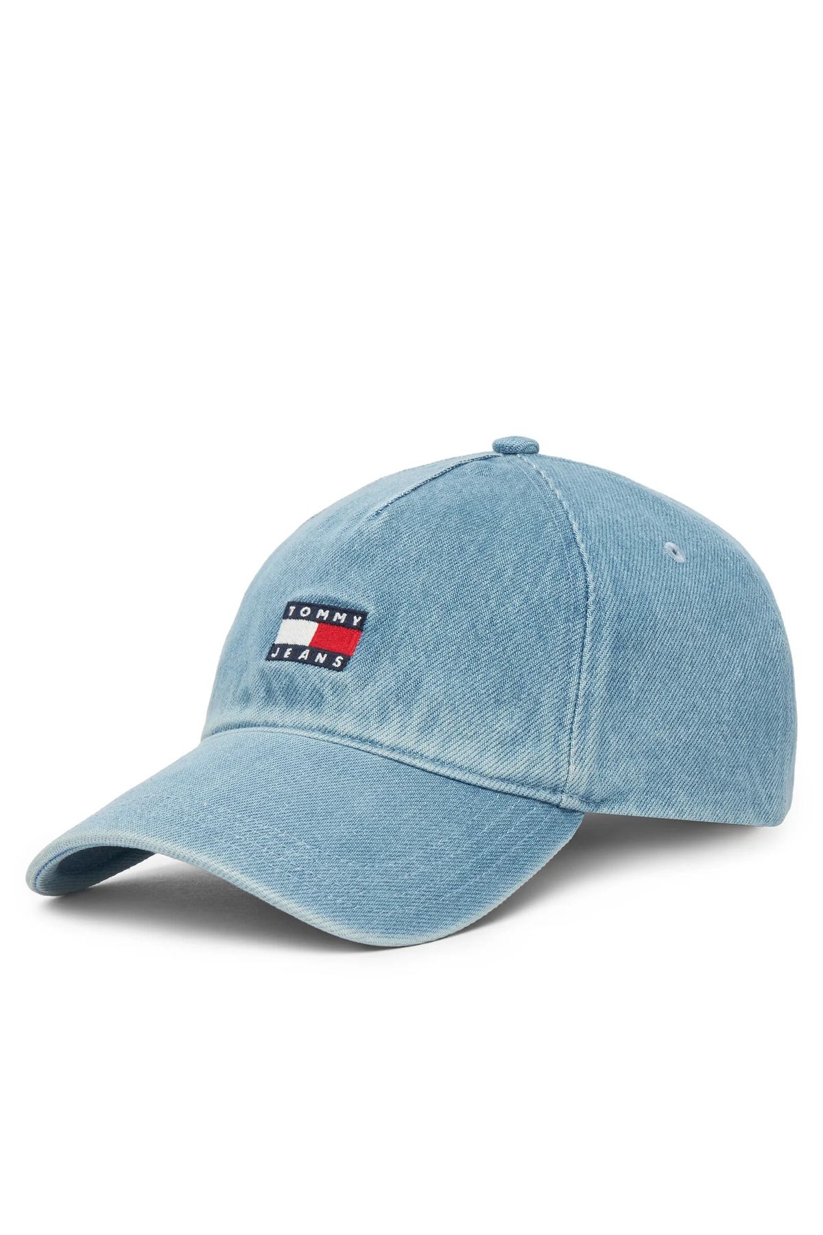 Tommy Hilfiger Kadın Ayarlanabilir Metal Tokalı Önde Tommy Bayrak Logolu Denim Mavi Şapka AW0AW17582-0GY