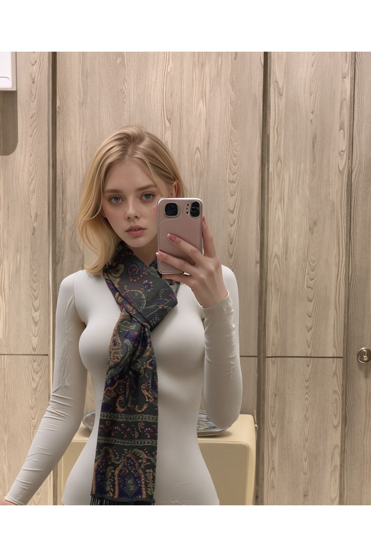 onliecraft ŞAL🧣 fular Etnik Desen Paşmina Şal 75x190