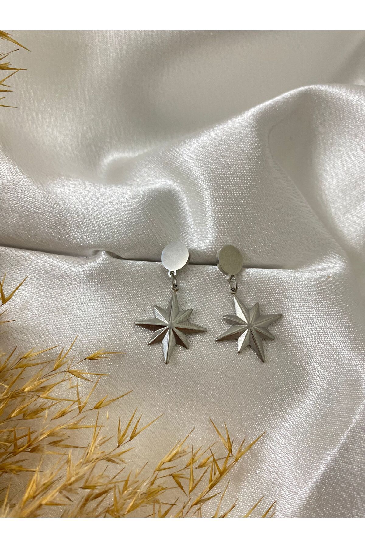 stainless steell Kuzey Yıldızı Çelik Küpe