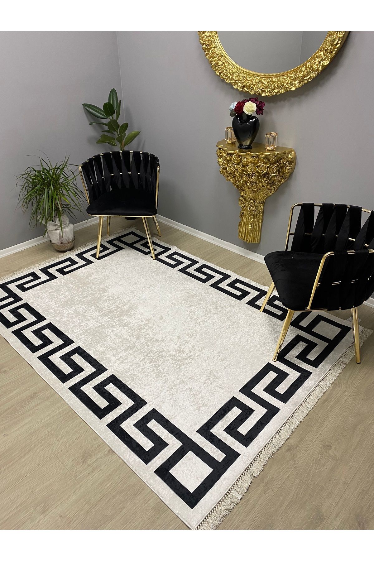 Monisso MONİSSO HALI Akasya Beyaz Kaymaz Taban, leke Tutmaz, Mutfak Halısı, Salon Halısı ve Yolluk