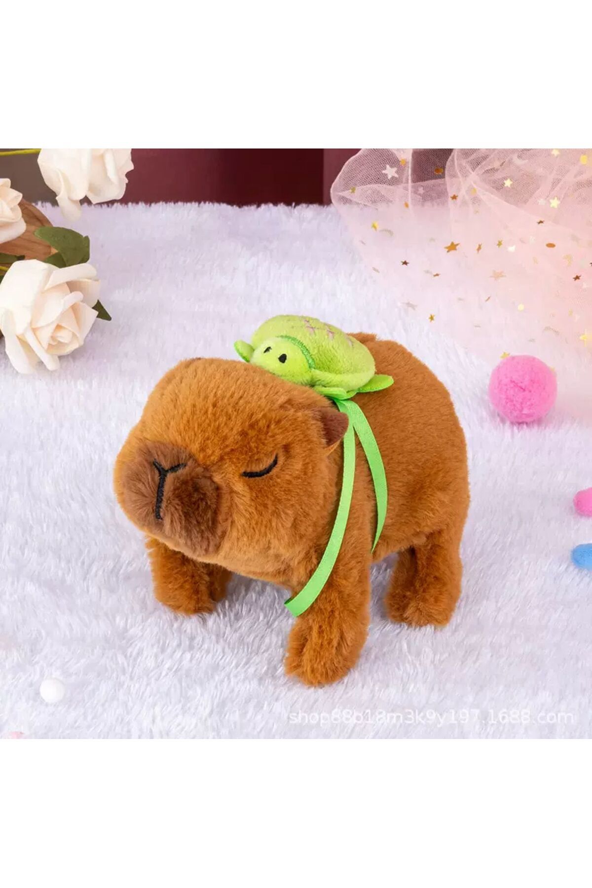 LRS STORE Süper Sevimli Kapibara Peluş Yürüyen Sesli Işıklı Capybara Figür Eğlenceli Oyuncak
