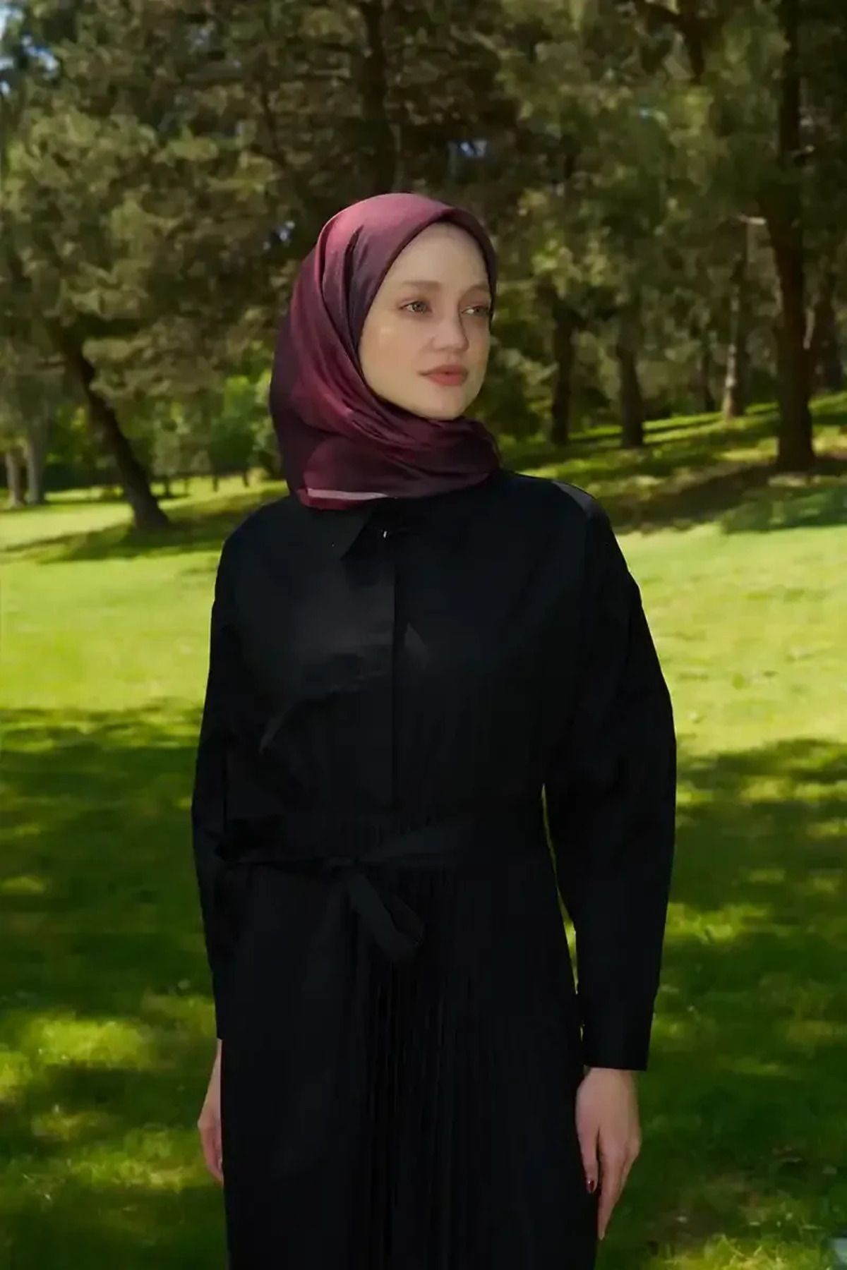 Madame Polo Rustic Batik Desen Eşarp - Bordo