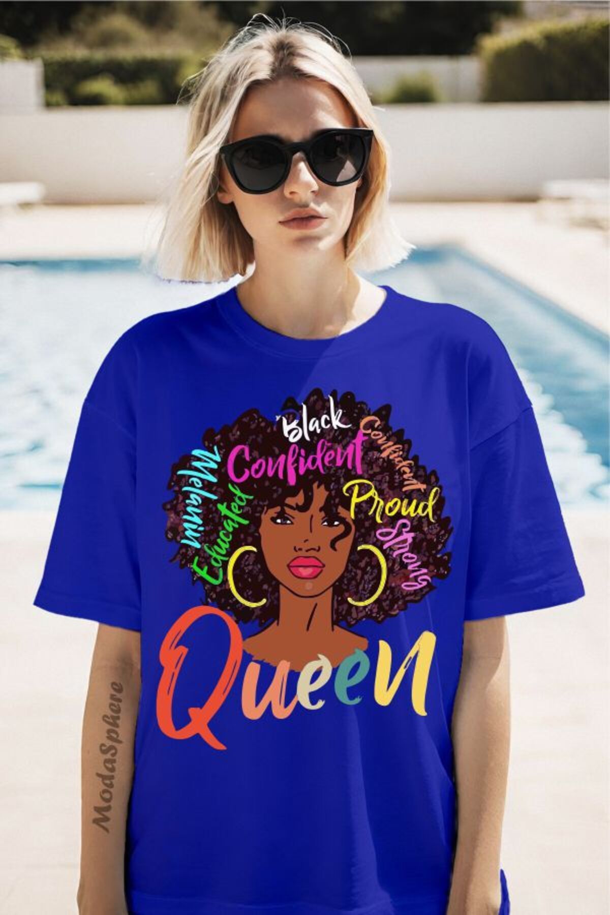 ModaSphere Queen Baskılı Unisex Oversize Tişört