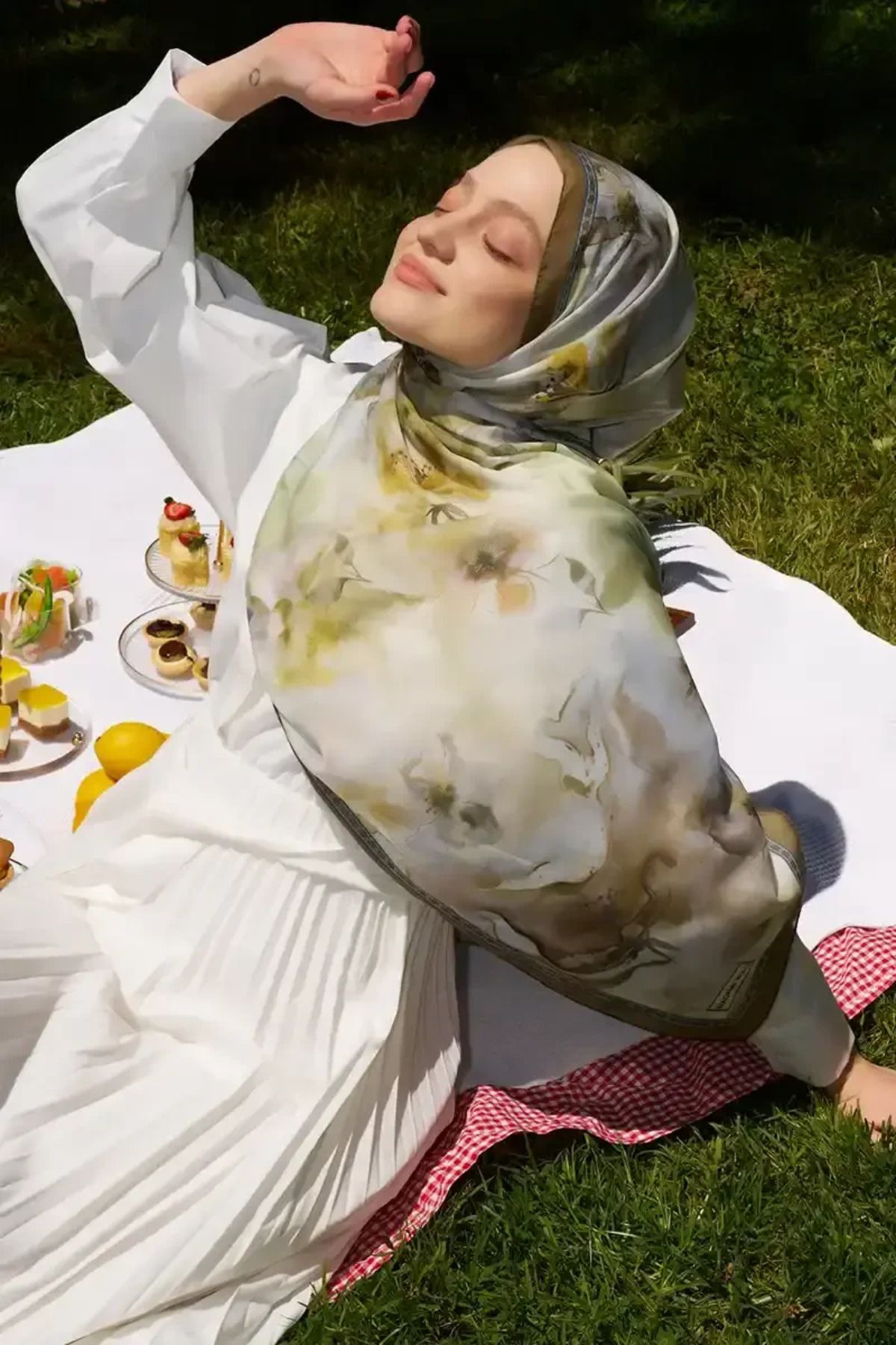 Madame Polo Prestige Dalia Desen Şal - Yeşil