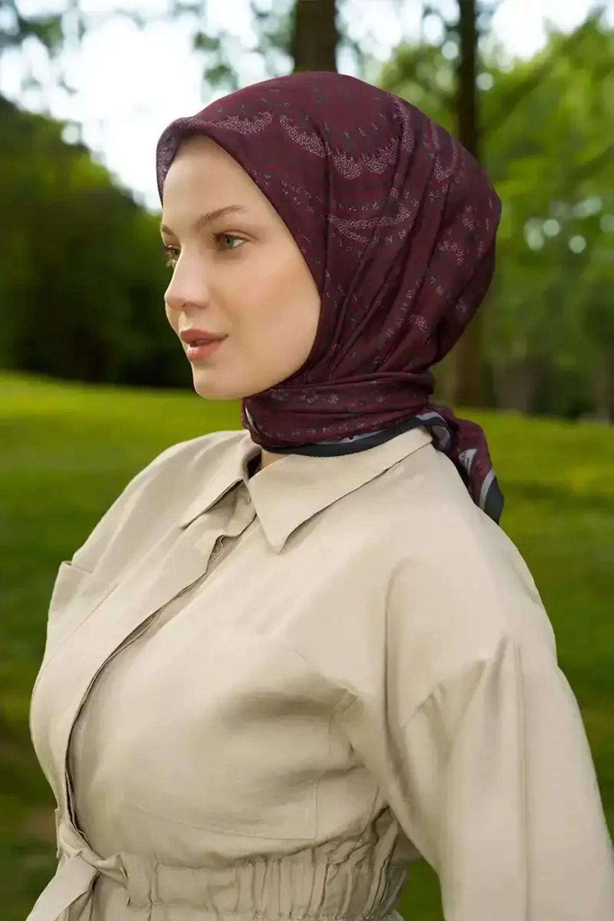 Madame Polo Rustic Mistral Desen Eşarp - Bordo