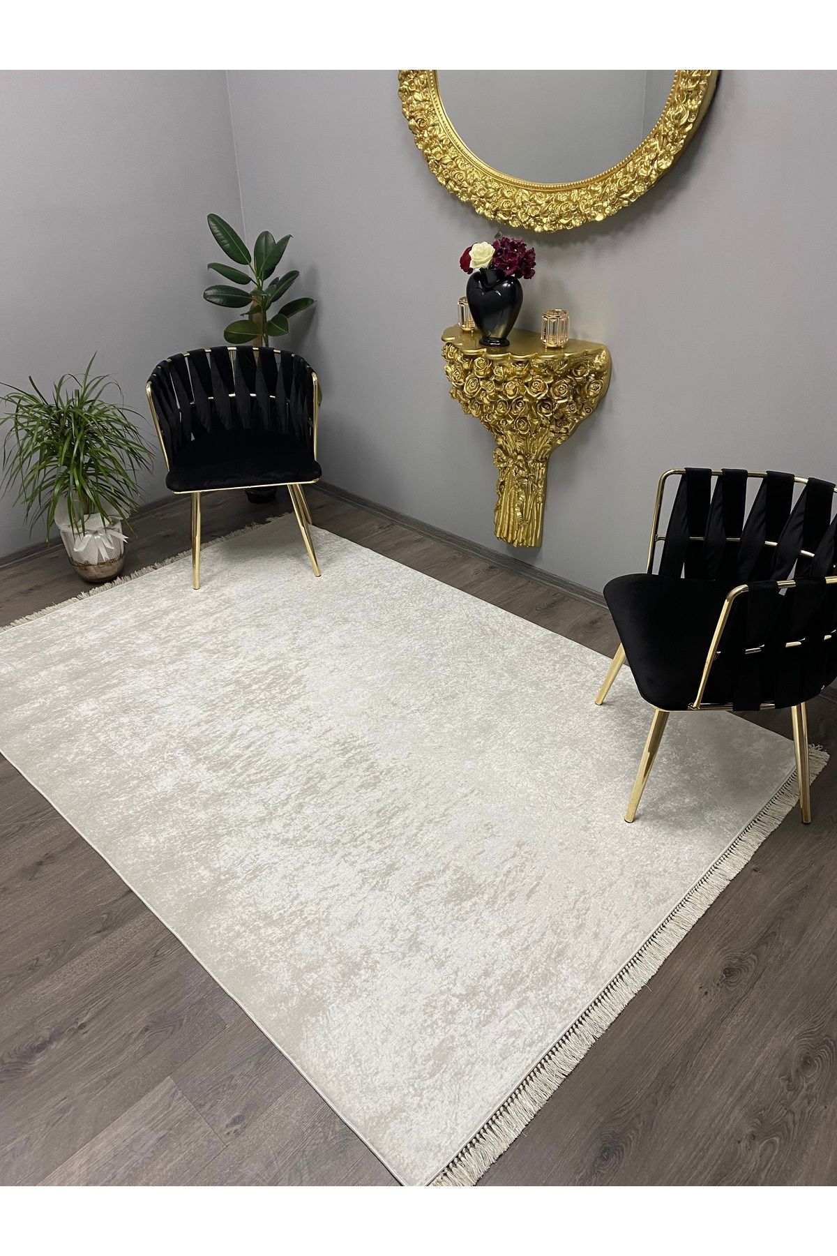 Monisso MONİSSO HALI Milad Düz Beyaz Kaymaz Taban, leke Tutmaz, Mutfak Halısı, Salon Halısı ve Yolluk