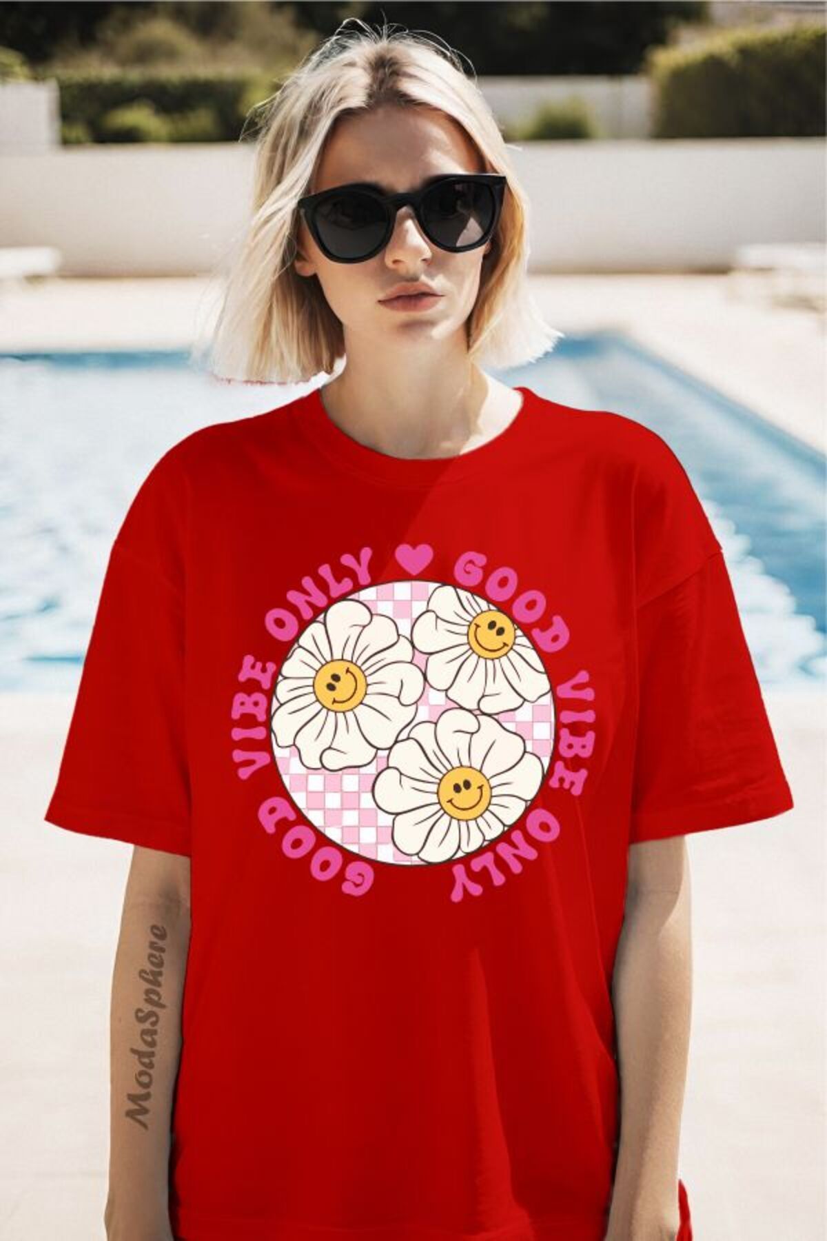 ModaSphere Vibe Only Baskılı Unisex Oversize Tişört